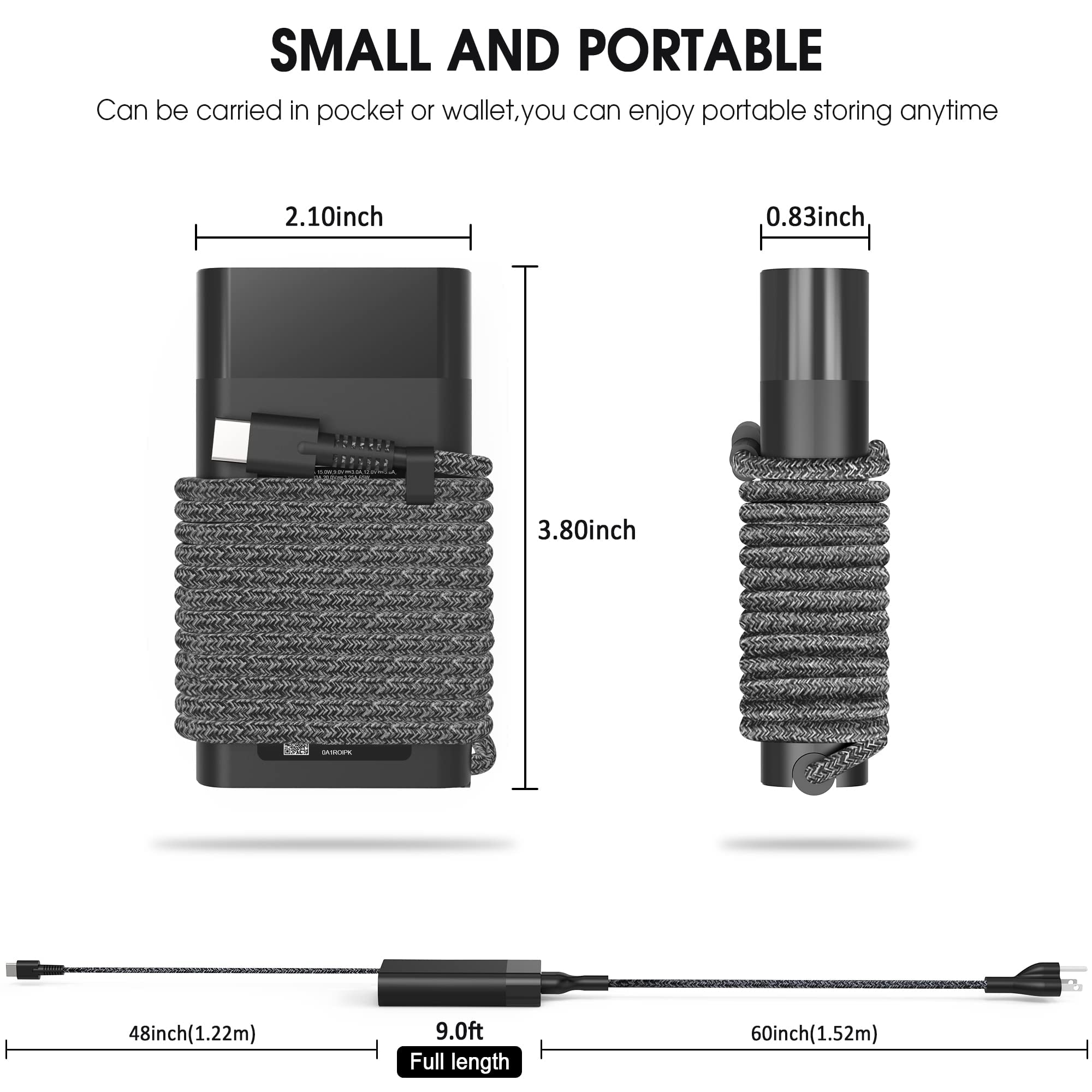 2024 New Slim Hp 65W Usb C Laptop Charger Replacement For Hp Spectre X360/Chromebook/Elitebook X360/Envy/Elite X2/Probook/Google