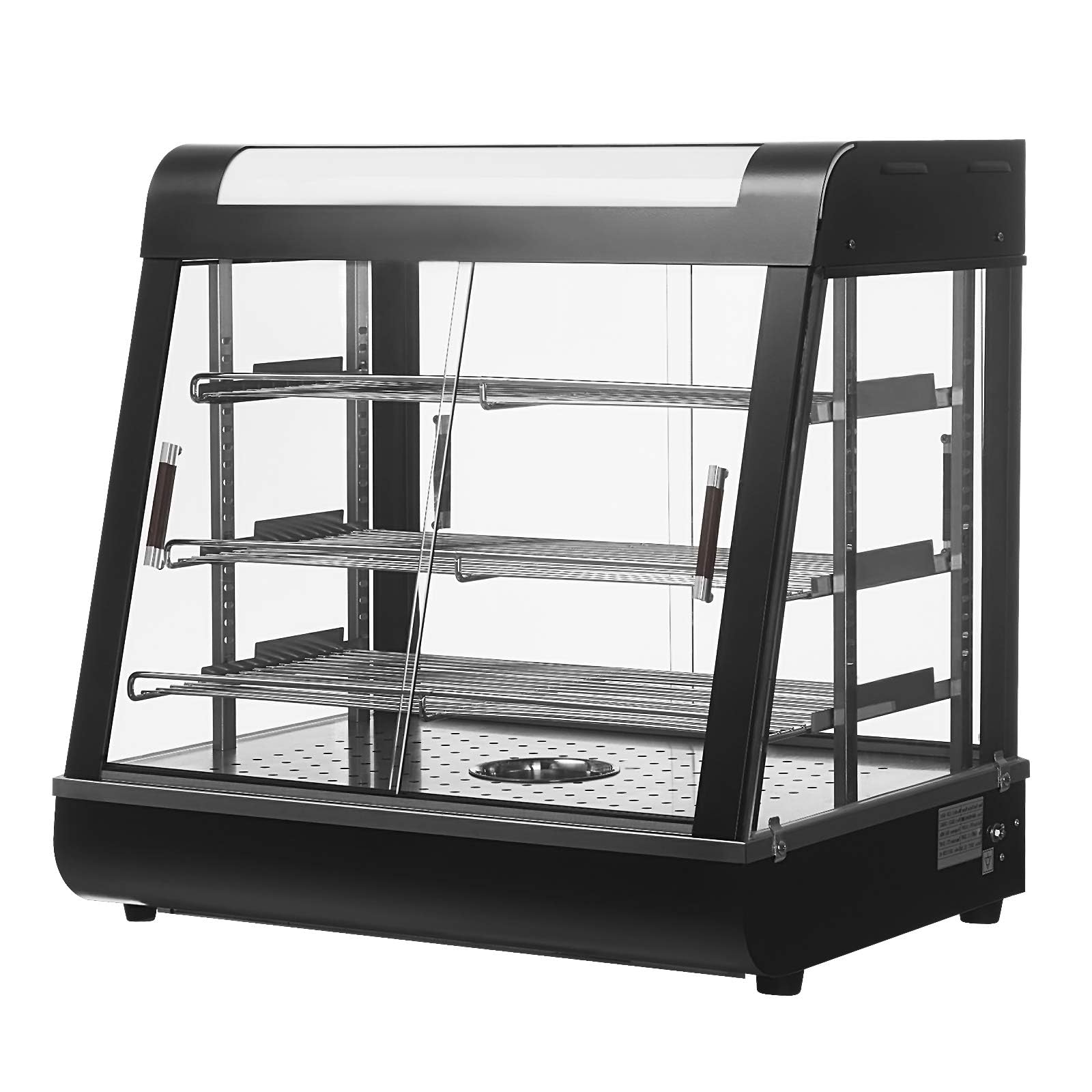 27 inch Food Display Warmer Case,3-Tier Countertop Food Warmer Display, Glass Showcase, with Removable Shelves,LED Lighting Past