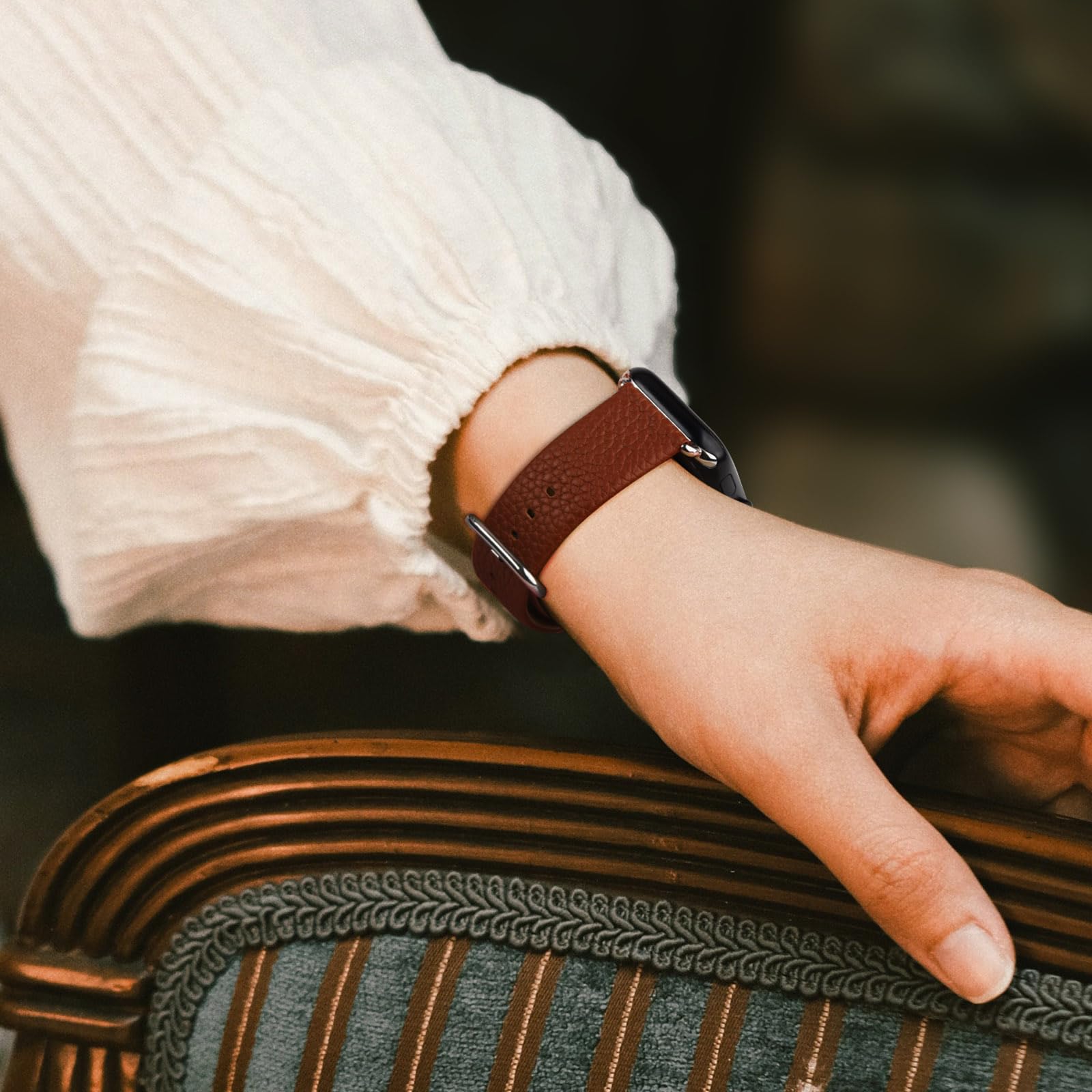 Fullmosa Watch Band Compatible With Leather Apple Watch Band 45Mm 44Mm 42Mm, Top Grain Iwatch Band For Series Ultra2/Ultra/9/8/7