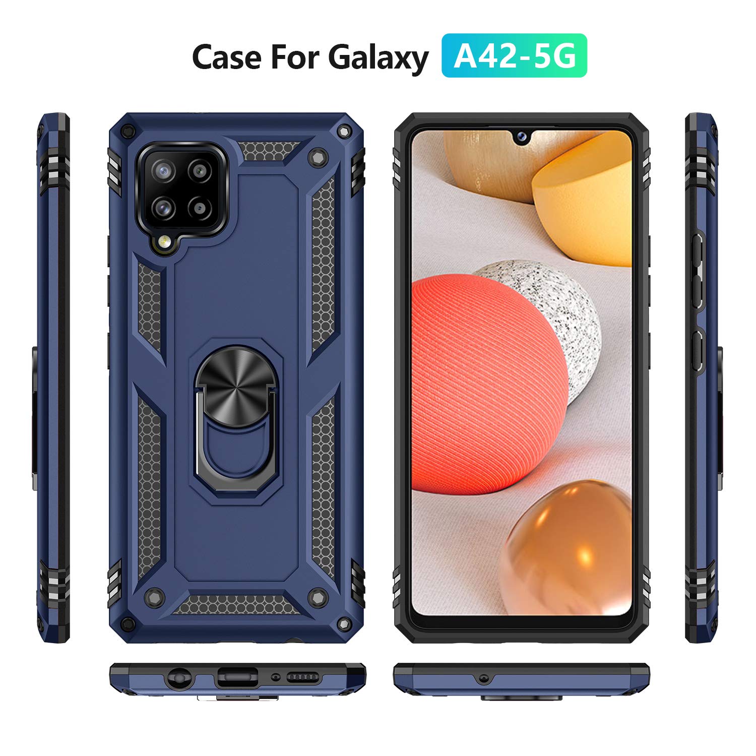 SKTGSLAMY Galaxy A42 5G Phone Case Military Grade Magnetic Kickstand TPU Blue