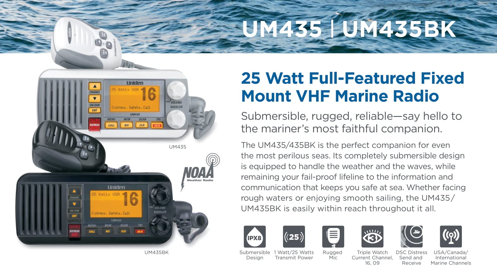 Uniden Um435Bk Black Vhf Class D Dsc 25 Watt,WBELEB076DSDGL8