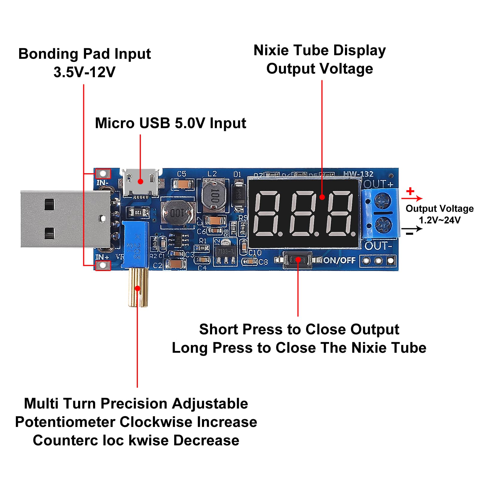 Xiitia 4Pcs Usb Buck Boost Converter 3.5V 12V To 1.2V 24V Dc Dc Adjustable Step Up Step Down Power Supply Module Voltage Regulat