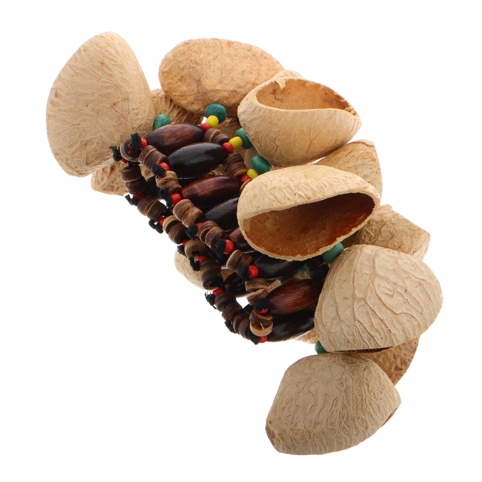 FUNOMOCYA African Hand Bell Bracelet Handbell Drum Percussion Handbells for Boys and Girls Natural Nut Shells Portable Musical I