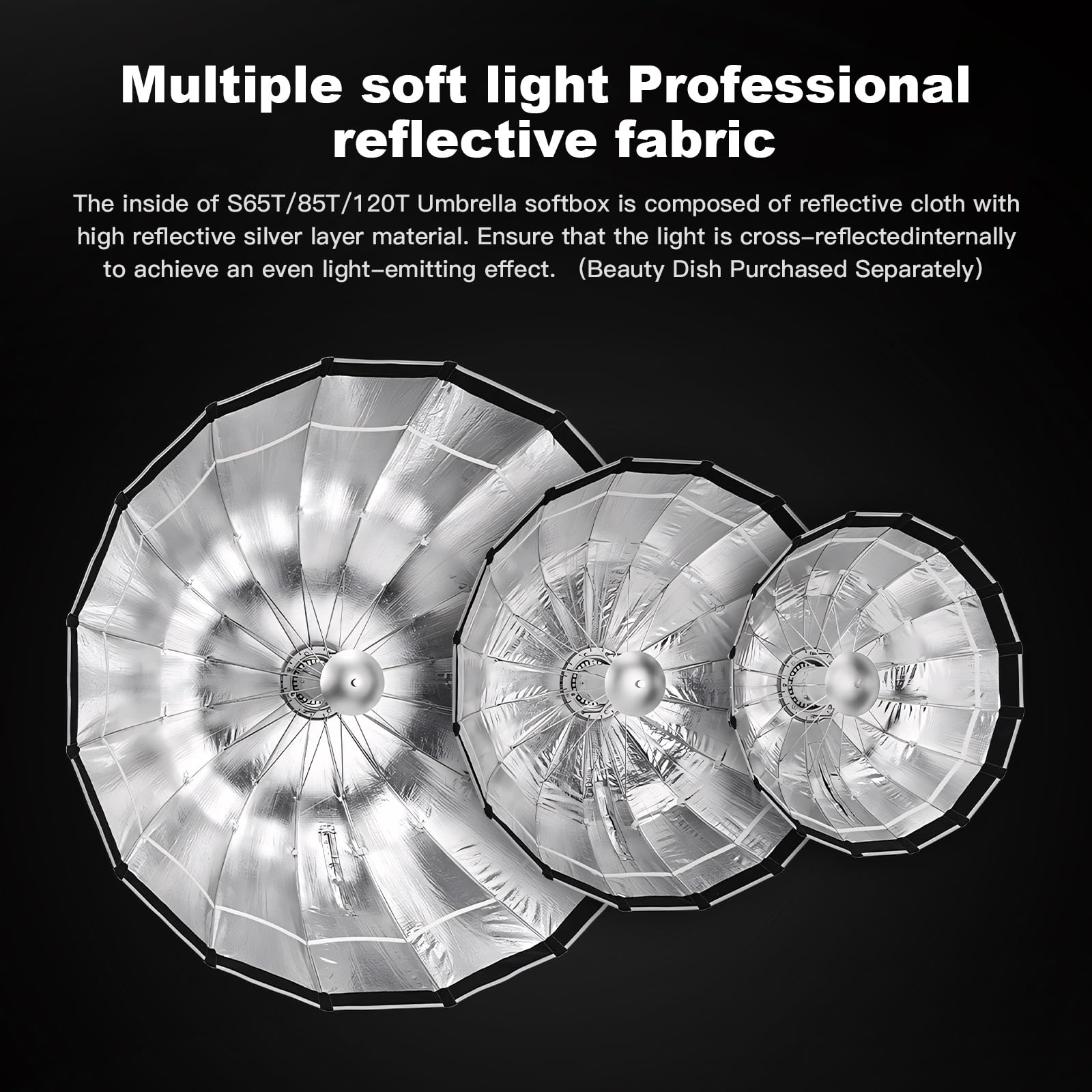 Godox S65T 25.6'' 65Cm Umbrella Softbox Bowens Mount Small Softbox With Diffuser Quick Release Compact Small Umbrella Softbox Fo