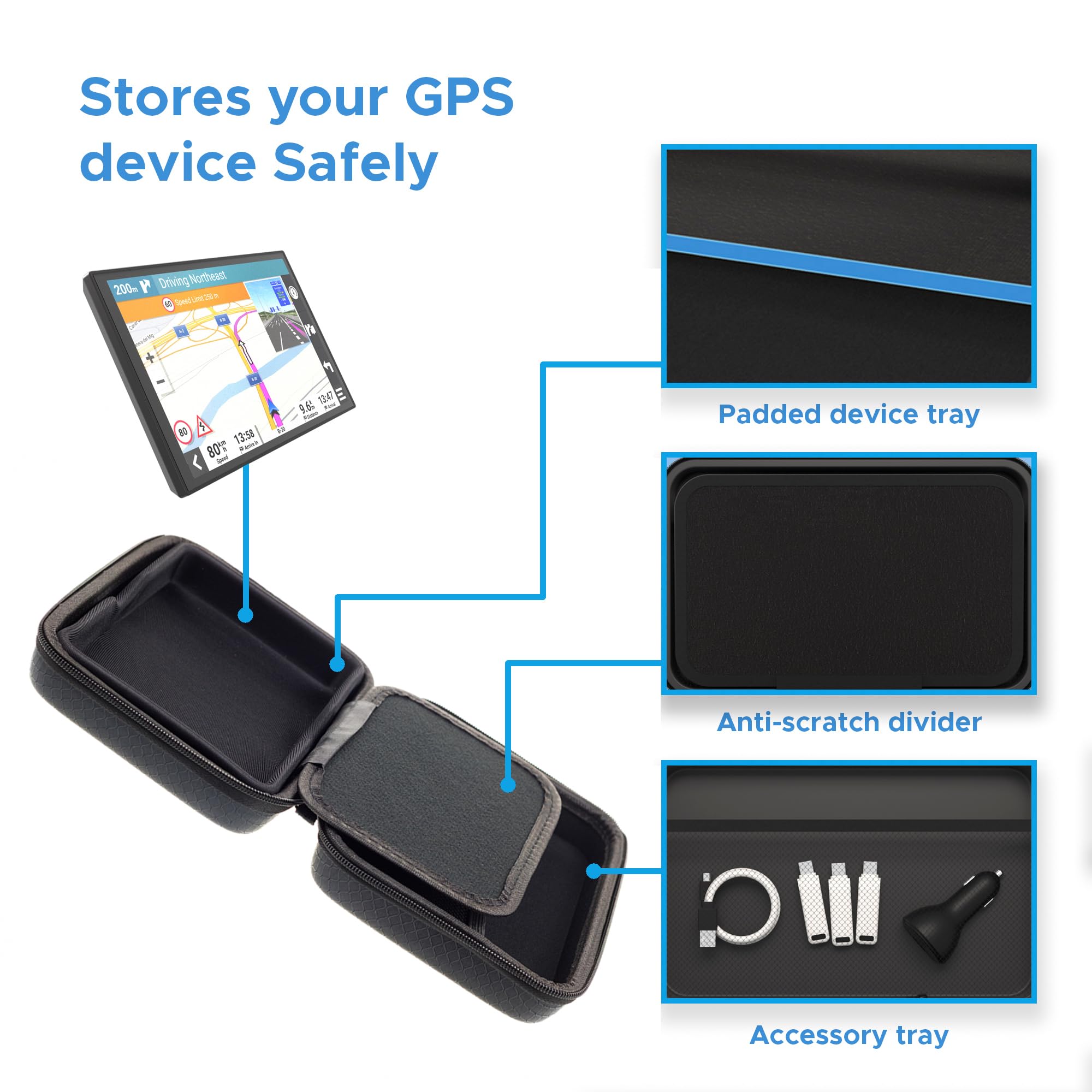 Digicharge Hard Carrying Case For Tomtom Go Comfort 6 Go Supreme 6 Via 1625 1625M 1625Tm Go 620 Trucker 620 6 Inch Gps With Acce