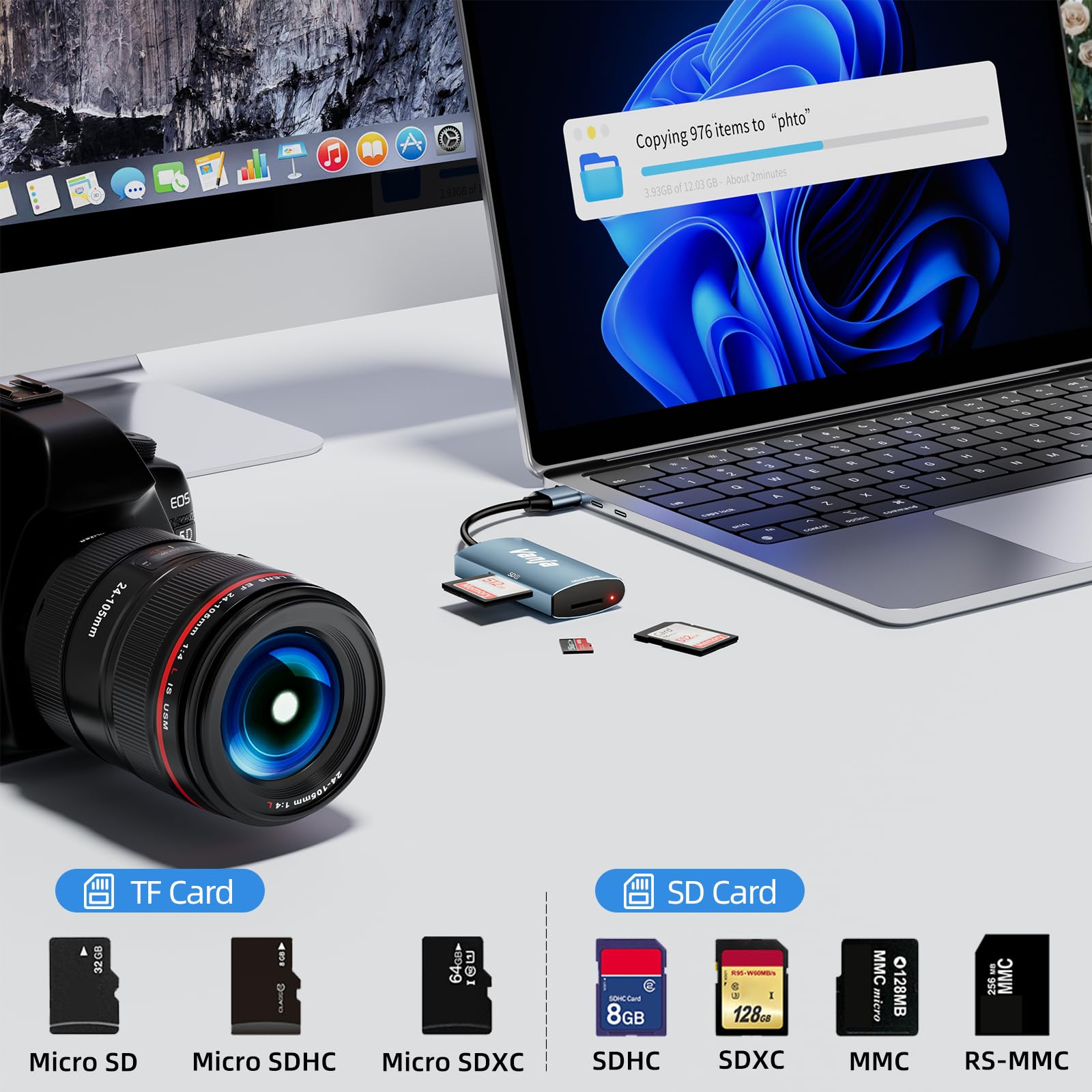 Usb Sd Card Reader, Usb 3.0 Micro Sd Card Adapter, Sd Card To Usb Adapter, Memory Card Reader, Vanja Sd Reader For Sd/Tf/Micro S