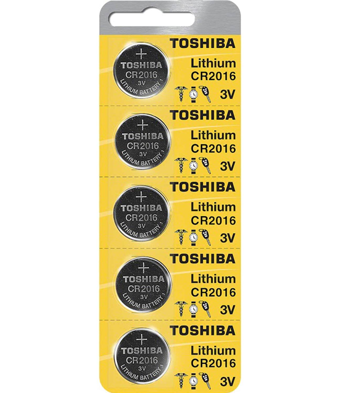 Toshiba Cr2016 3 Volt Lithium Coin Battery (5 Batteries)