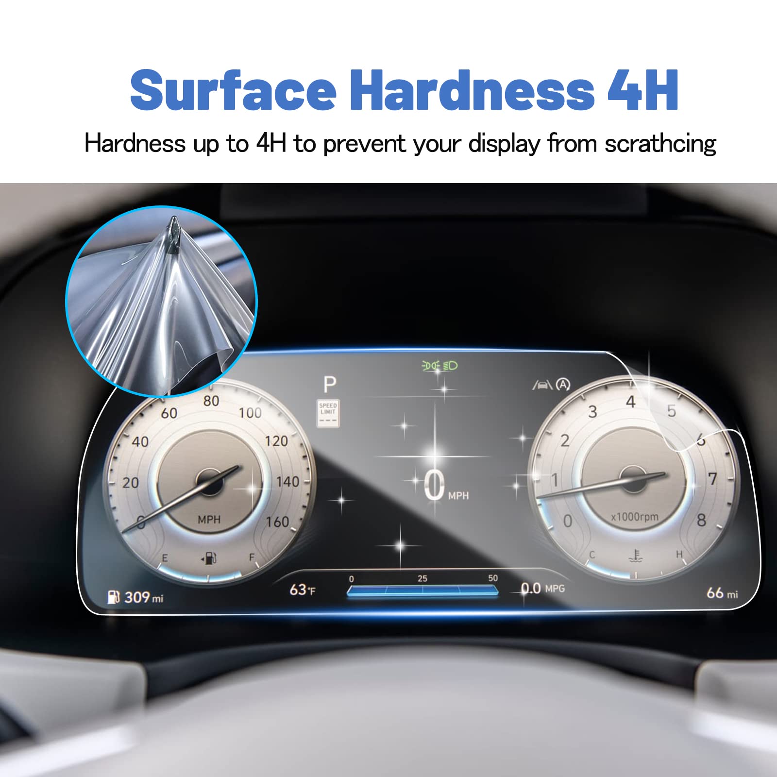 Shaohao 2024 2025 Palisade Screen Protector For 2023 2024 2025 Hyundai Palisade 12.3 Inch Digital Instrument Cluster Cover Hd Clear Dashboard Screen Protective Film For Palisade 2024 2025 Accessories
