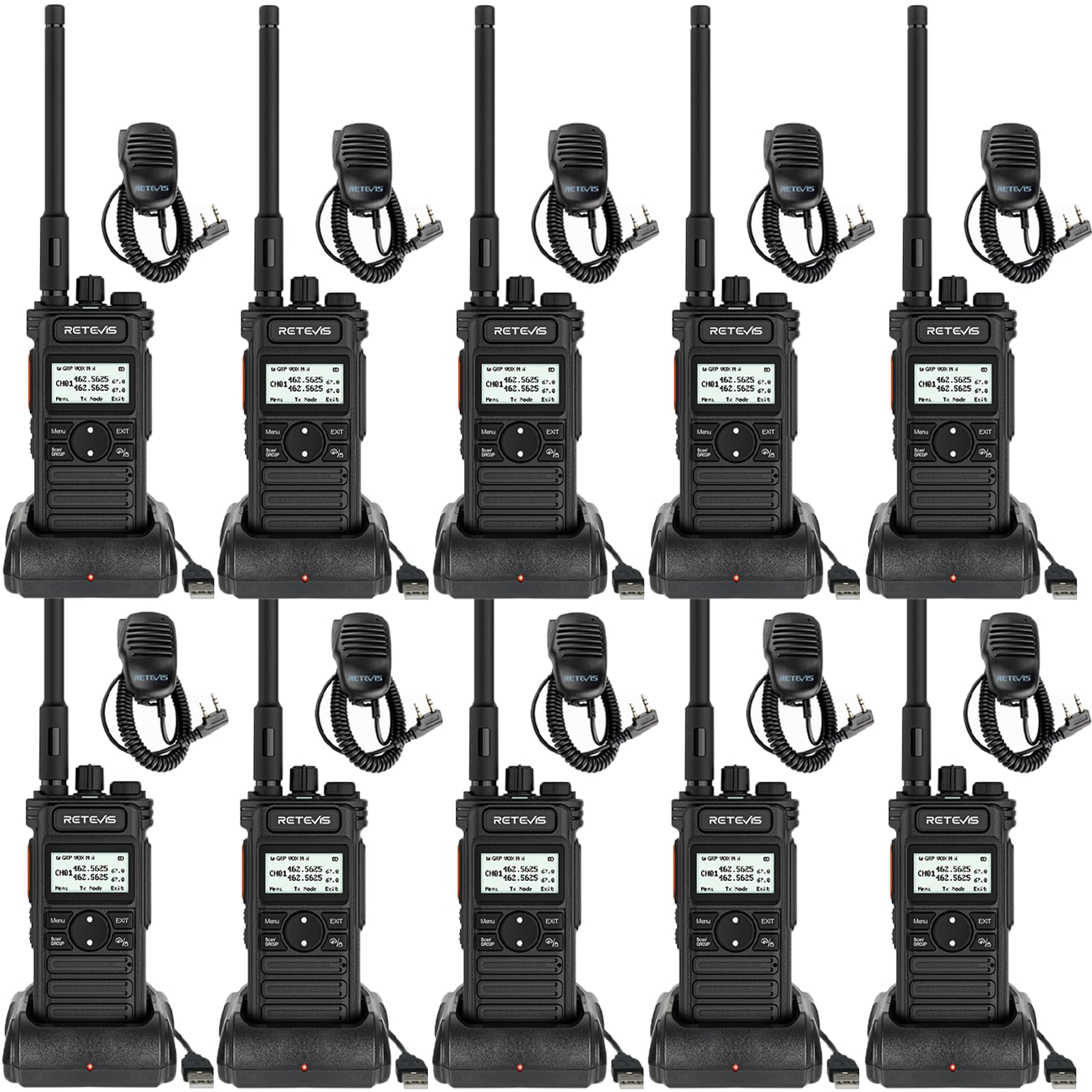 Retevis Rt86S Walkie Talkies Long Range, Business Two Way Radio With Led Display, Group Call, Type C Charging, Noaa, Xtreme Rang