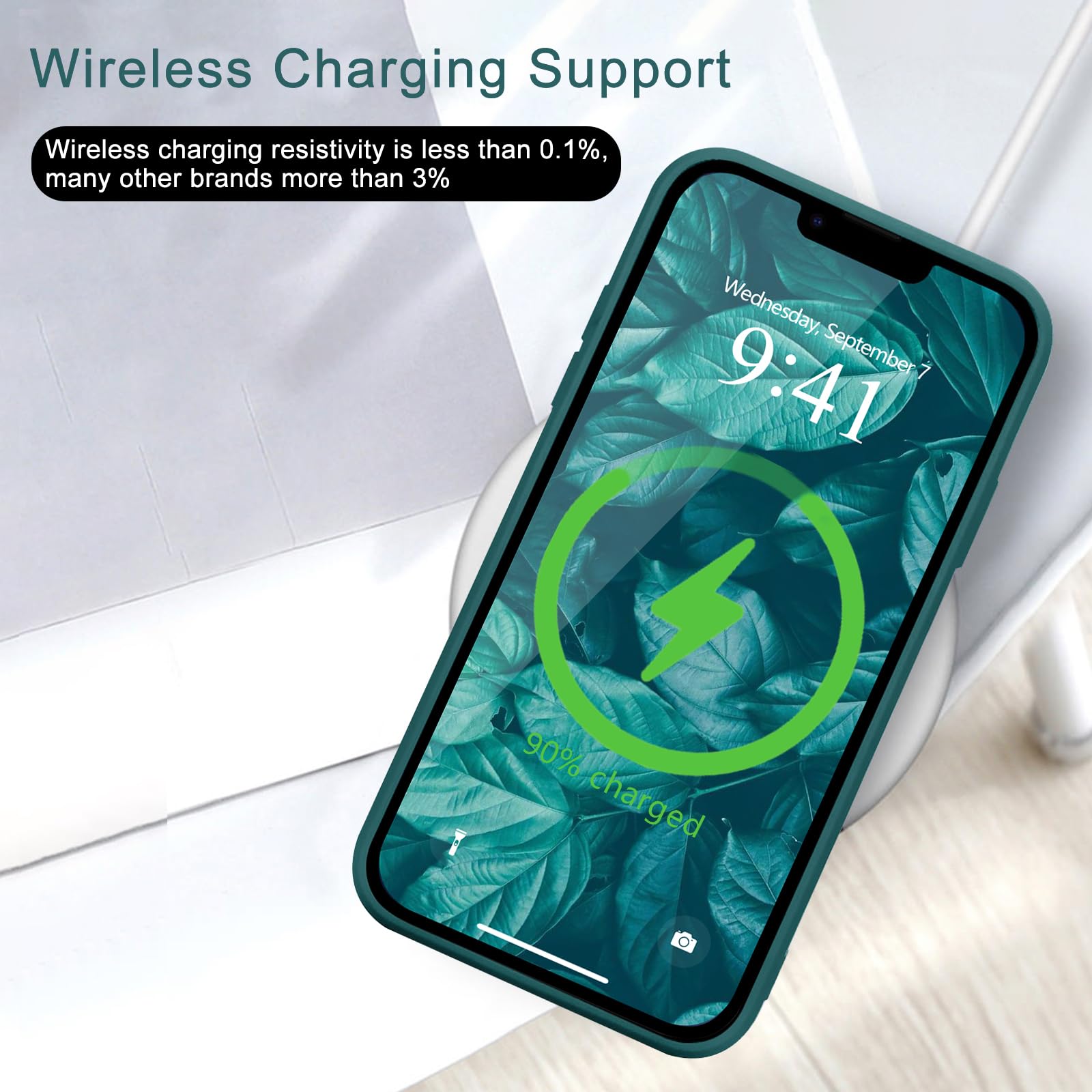 Wirvyuer For Iphone 14 Case Cute Slim Shockproof Phone Case With Wireless Charging Support And Protection, Green