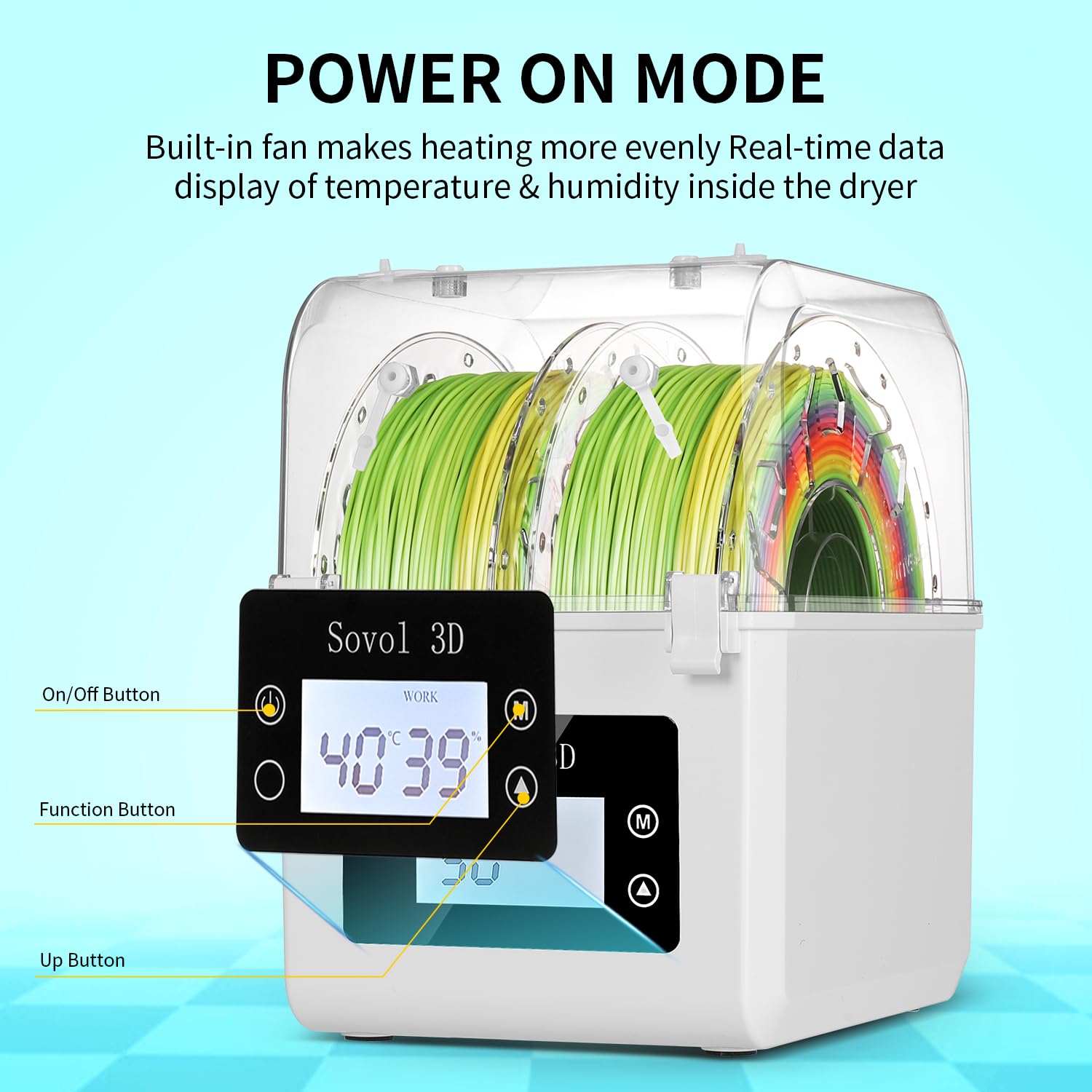 Sovol Filament Dryer 2023, Sh01 Filament Dehydrator 3D Printer Spool Holder With Upgraded Fan, Dry Box For Keeping Filament Dry,