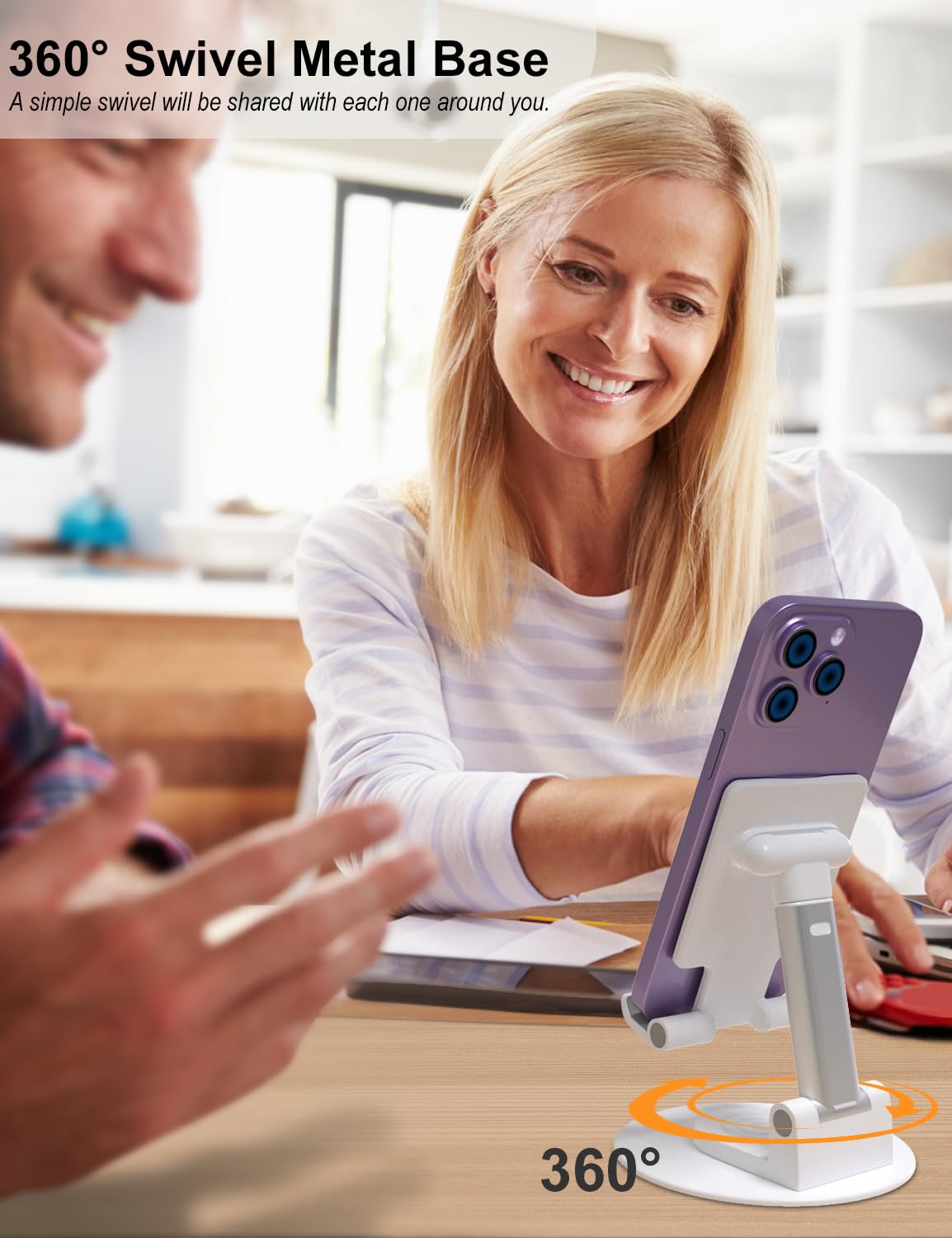 Kotuday Cell Phone Stand For Desk Swivel, Phone Holder Stand Foldable, Portable Hands Free Mobile Phone Stand For Office, Travel