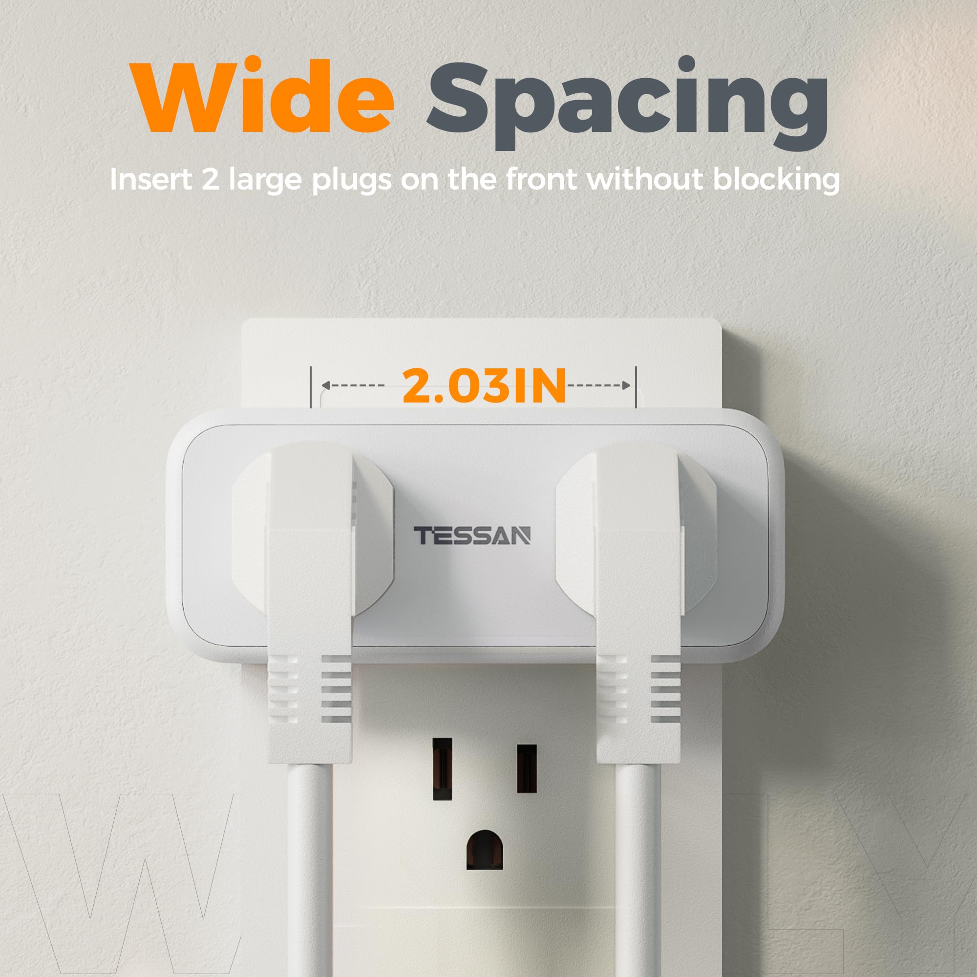 Outlet Extender Surge Protector, Tessan Multi Plug Splitter With 4 Electrical Outlets 3 Usb Ports (1 Usb C), Multiple Wall Plug