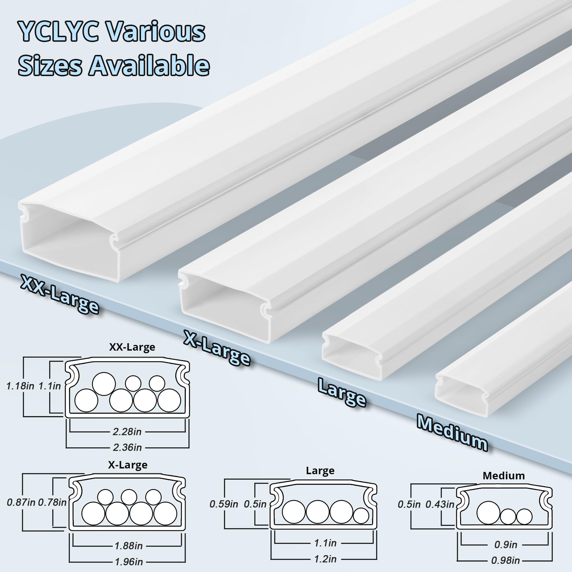 Cord Hider Wall 60In, Yclyc Cord Covers For Wires On Wall, Paintable Tv Cable Hider Wall Kit, Tv Wire Hider For Wall, Cord Manag