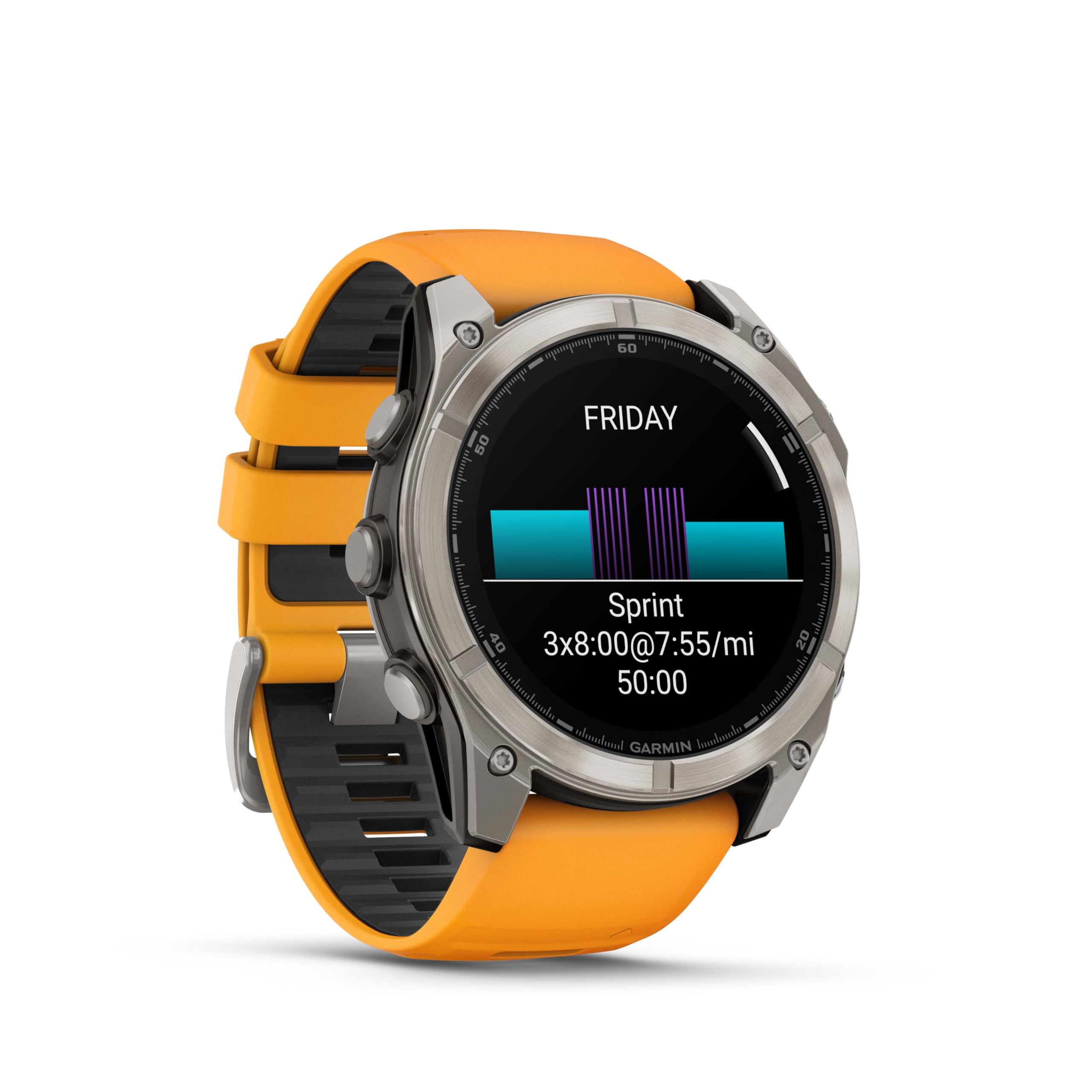 Wearable4U Garmin Fenix 8 51 Mm, Amoled Multisport Gps Smartwatch, Sapphire, Titanium With Spark Orange/Graphite Silicone Band,