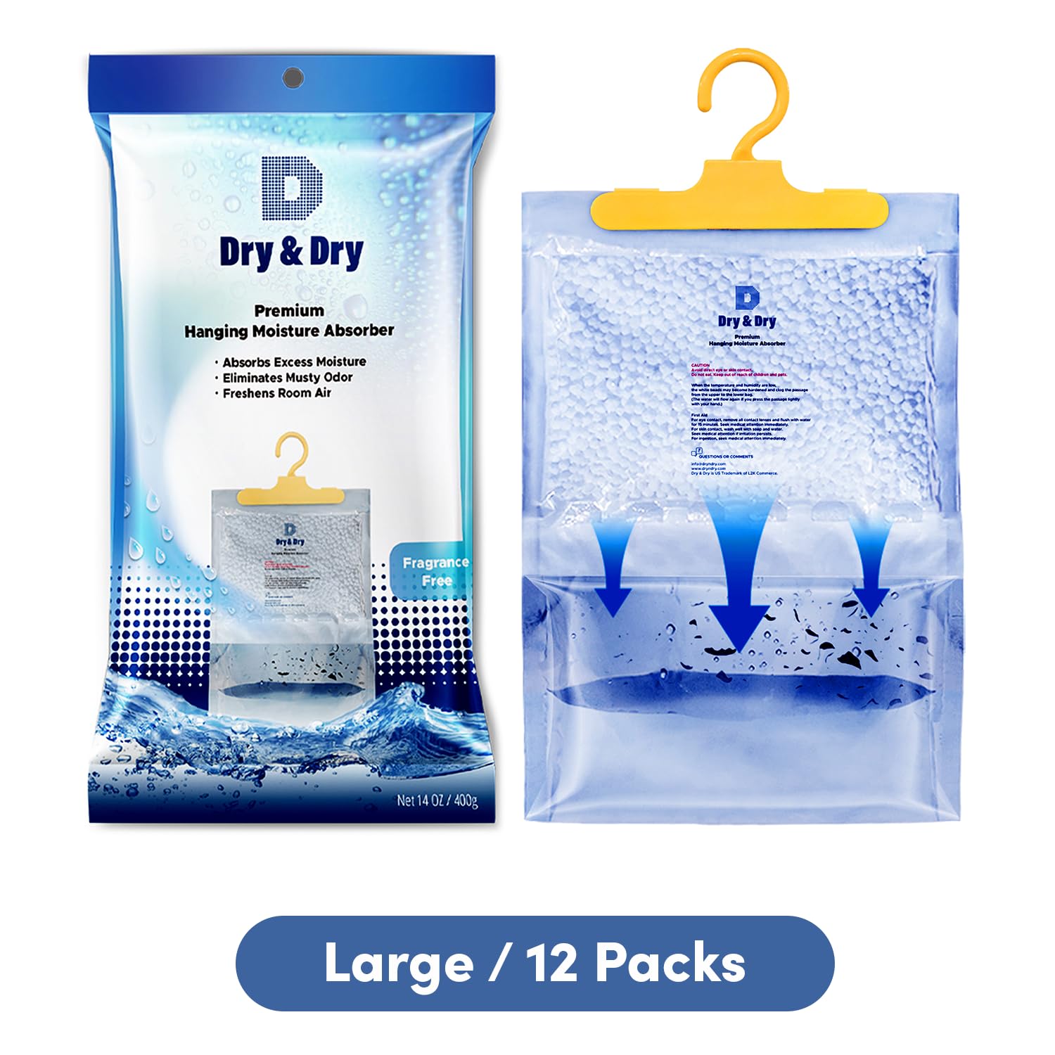 Dry & Dry 12 Pack[14 Oz] Premium Moisture Absorbers Dehumidifiers For Home Dehumidifier For Basement Dehumdifiers For Bedroom Sm