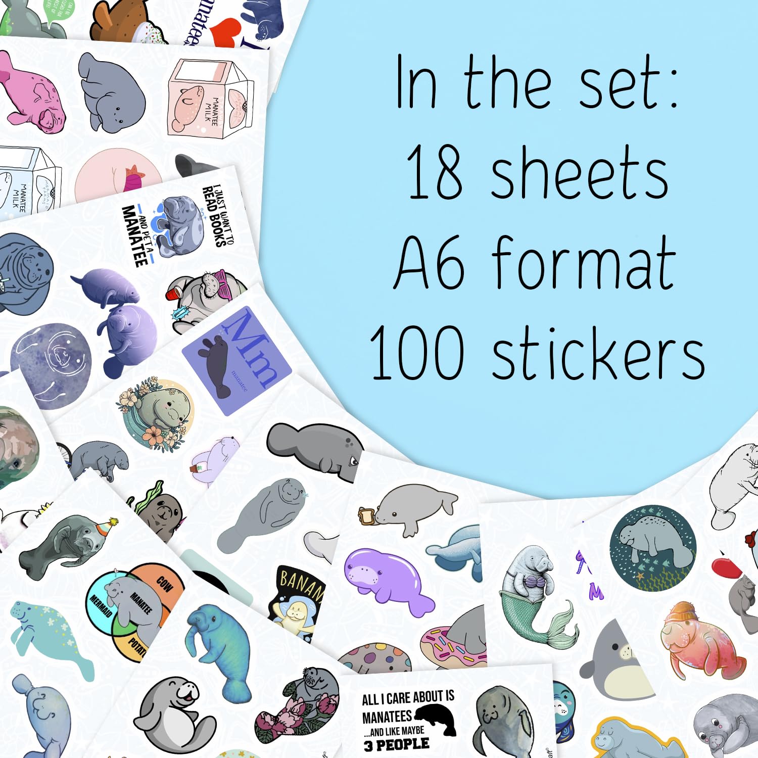 100Pcs Manatee Stickers And Laptop Decals For Water Bottles   Waterproof Vinyl Manatee Stickers, Manatee Gifts, Women, Men   Man