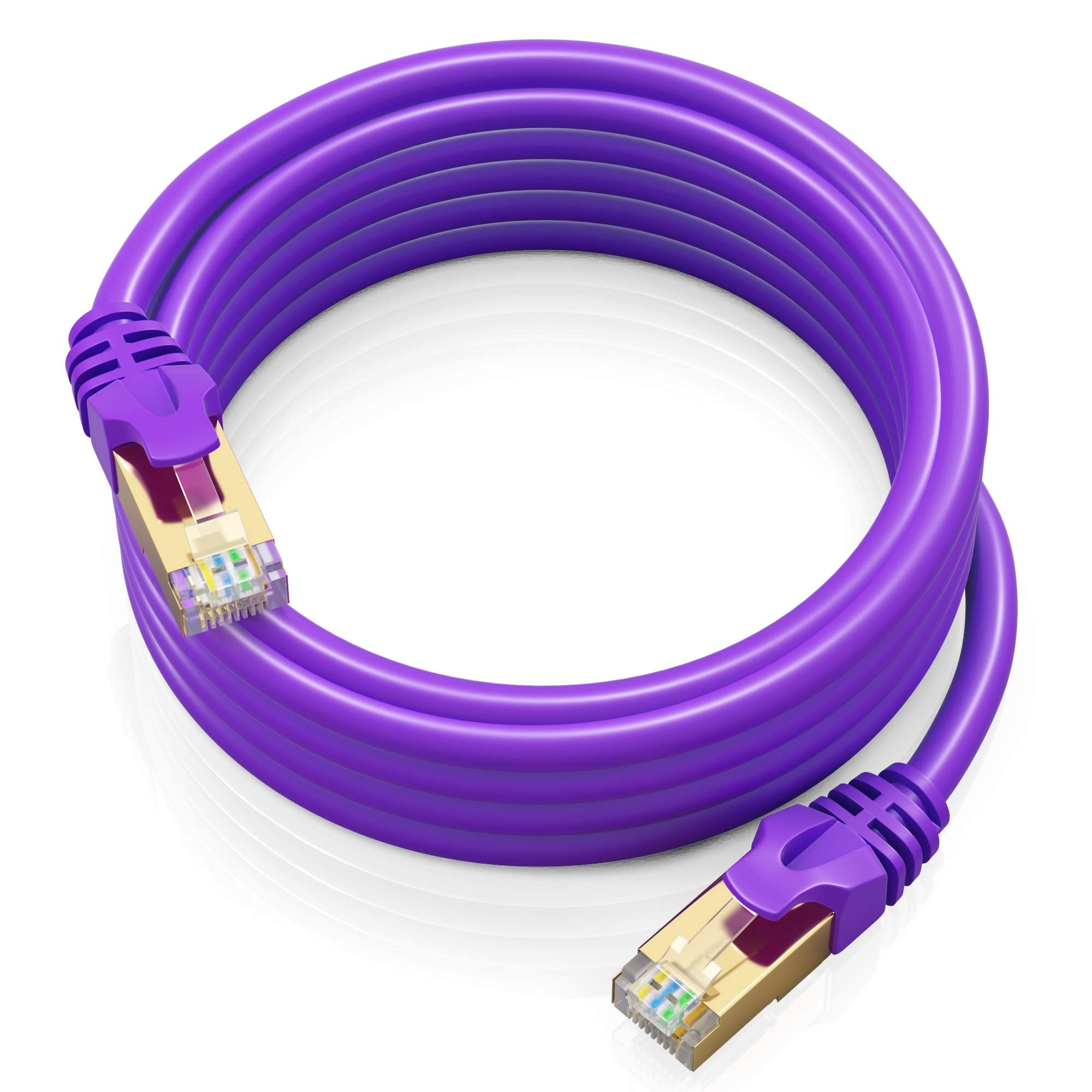 Cat 7 Ethernet Cable 12 Ft   High Speed Internet & Network Lan Patch Cable, Rj45 Connectors   12Ft / Purple   Perfect For Gaming, Streaming, And More