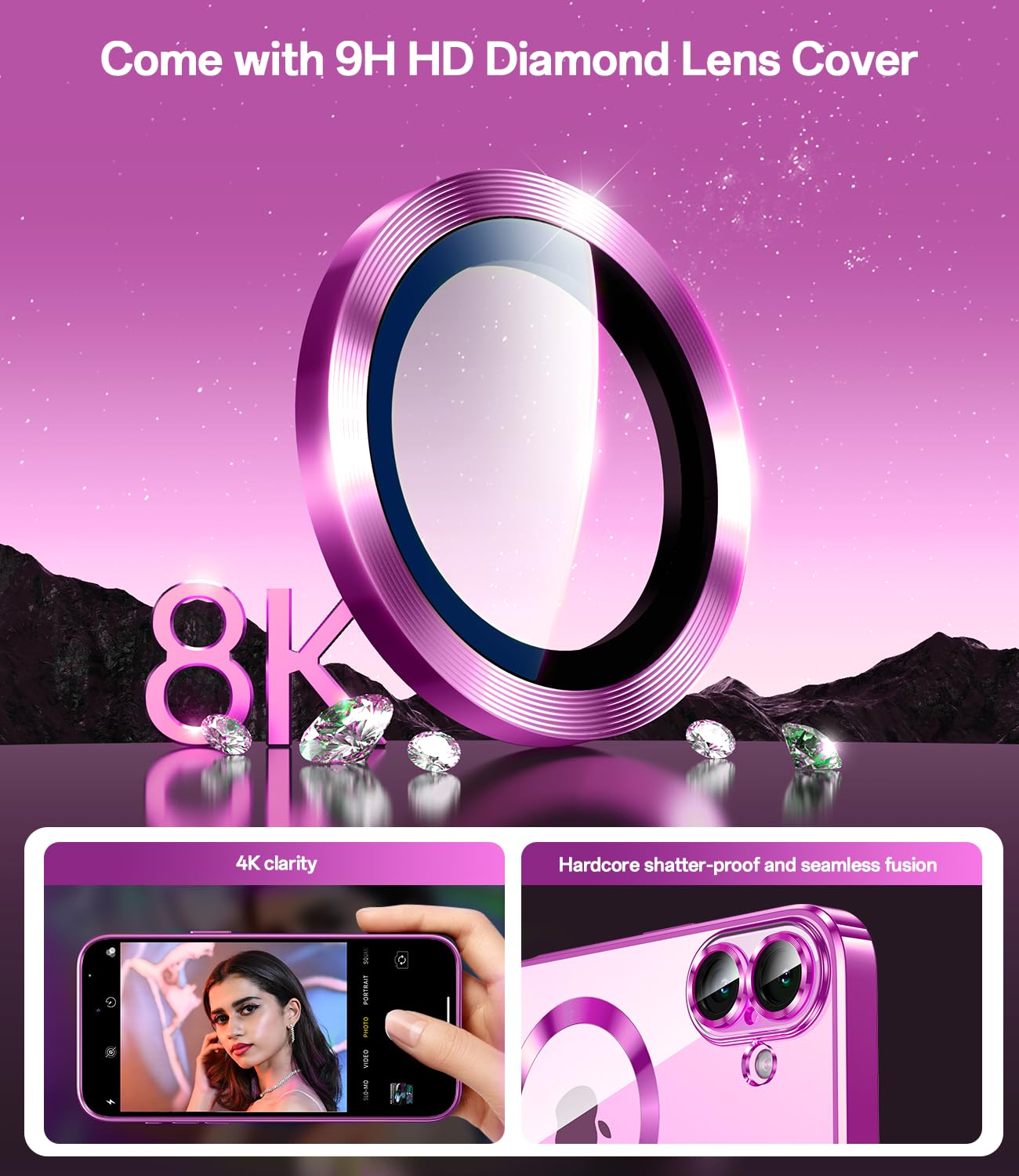 Waldeng For Iphone 16 Case With 1X Screen Protector, [Seamless Work With Magsafe] [Interchangeable Glitter Card], With Integrate