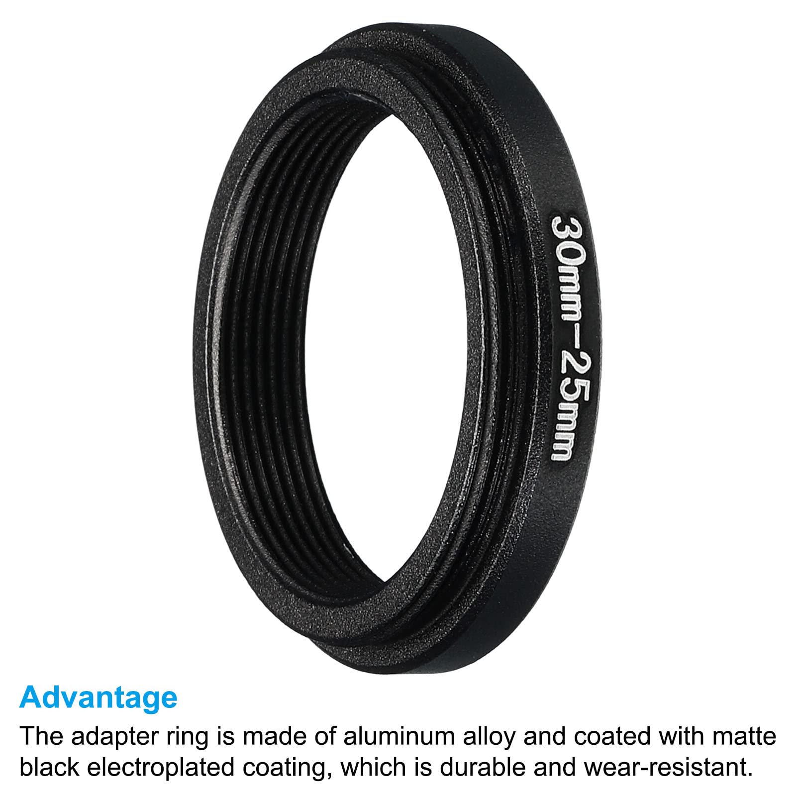Patikil 30Mm 25Mm Metal Step Down Ring, Camera Lens Filter Adapter Ring Aluminum Filter Adapter Ring For Camera Lenses Hood, Bla