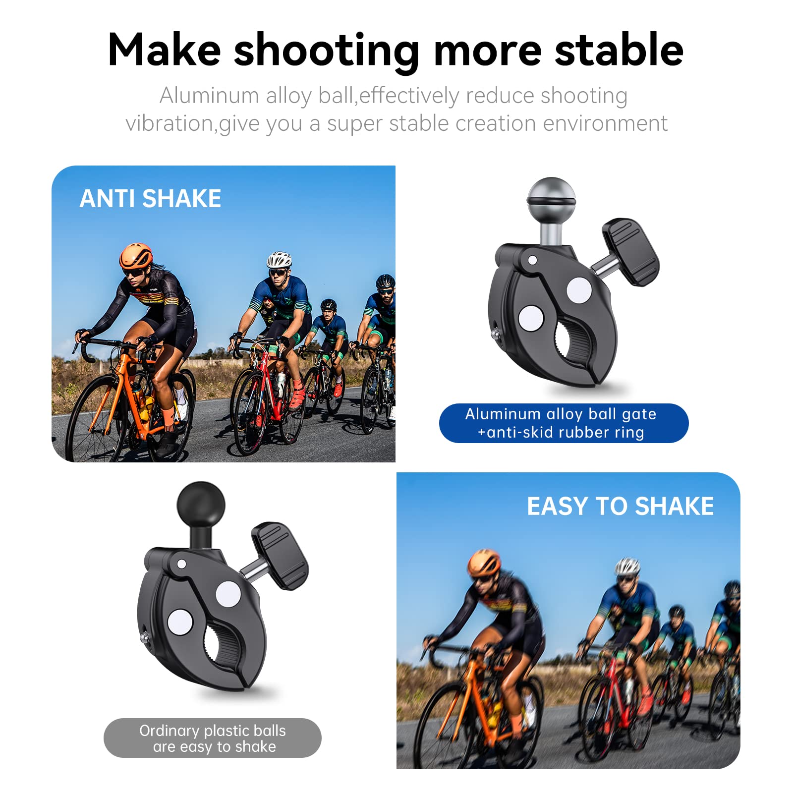 Motorcycle Bike Mount Handlebar Clamp Holder For Gopro Insta360 Accessories, 360 Bicycle Dirtbike Attach Clip Mounting Accessory