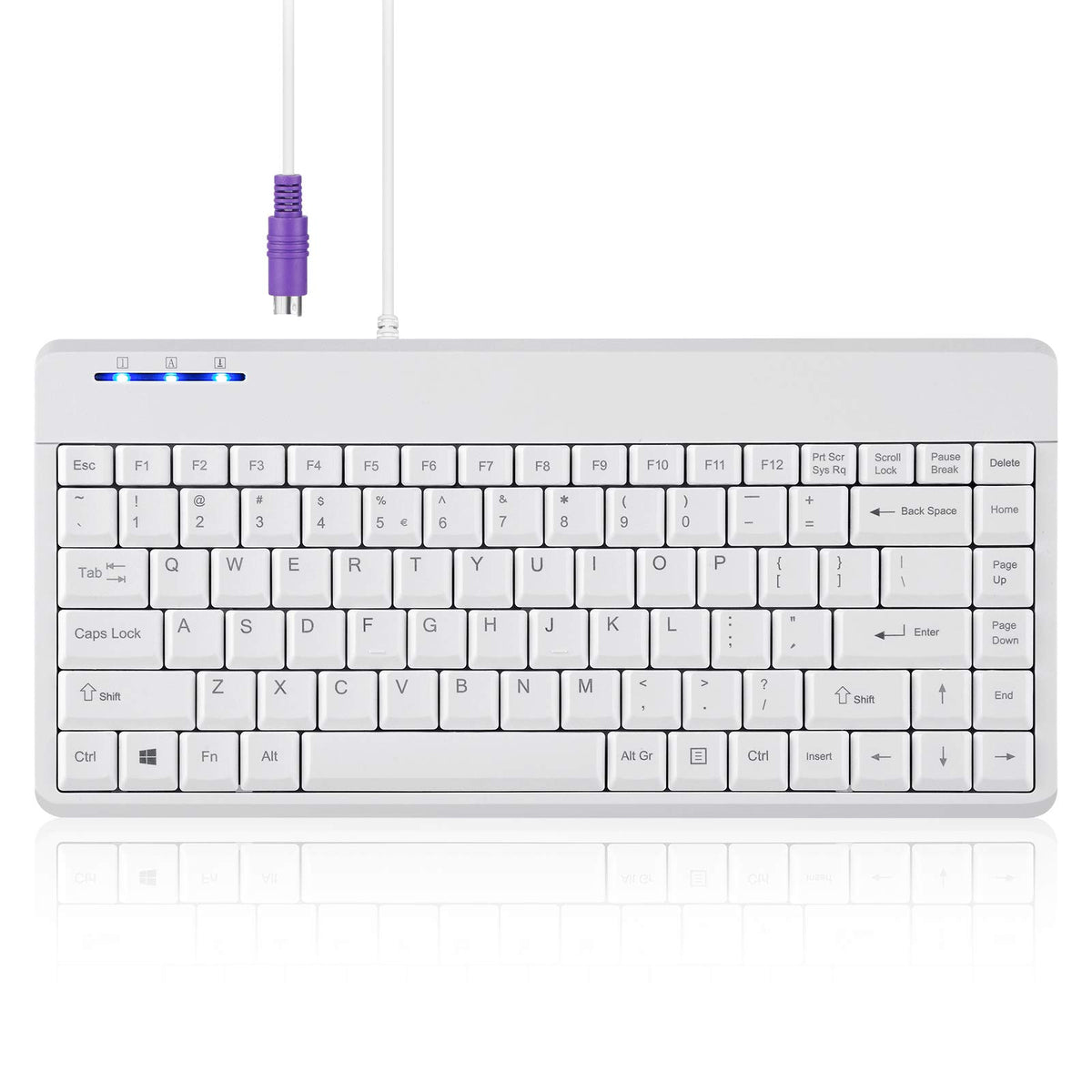 Perixx Periboard 409Pw Wired Ps2 Mini Keyboard   12.36X5.75X0.79 Inches Dimension   White   Us English Layout,Pb 409Pwus 11829