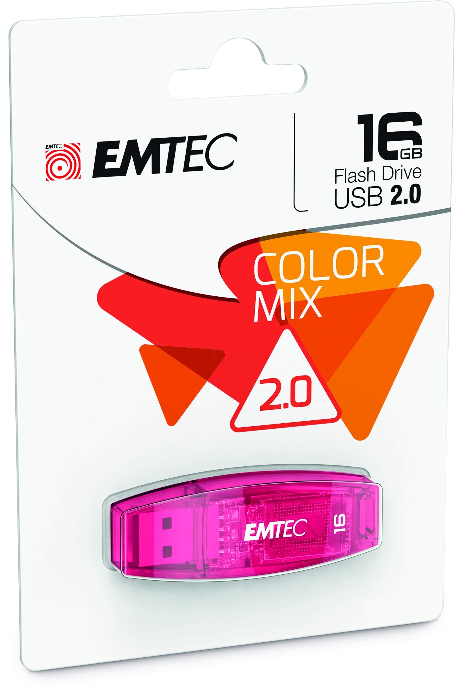 Emtec C410 Color Mix Flash Drive, 16Gb, Red, Ecmmd16Gc410
