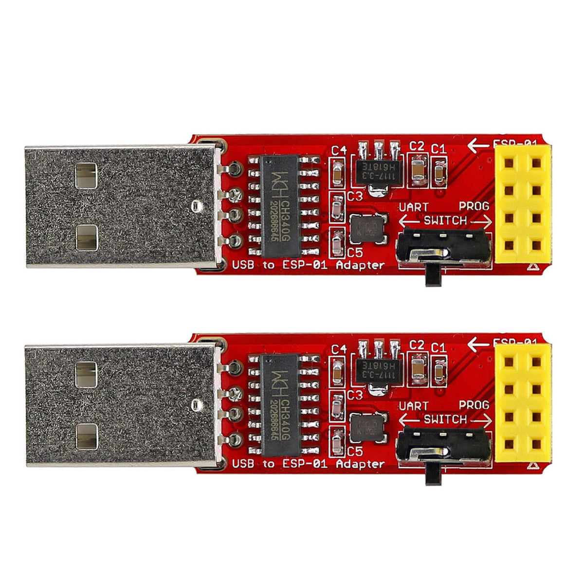 Wishiot Esp 01S Programmer Usb To Esp 01 Adapter Esp8266 Wireless Wifi Module Wi Fi Ch340G Uart Porg, 4.5 5.5V 115200 Baud Rate