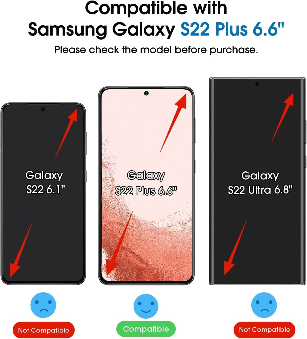 Amfilm Onetouch Screen Protector For Samsung Galaxy S22 Plus 6.6 Inch, Samsung Galaxy S22 + 6.6 Inch, 9H Hardness With Camera Le