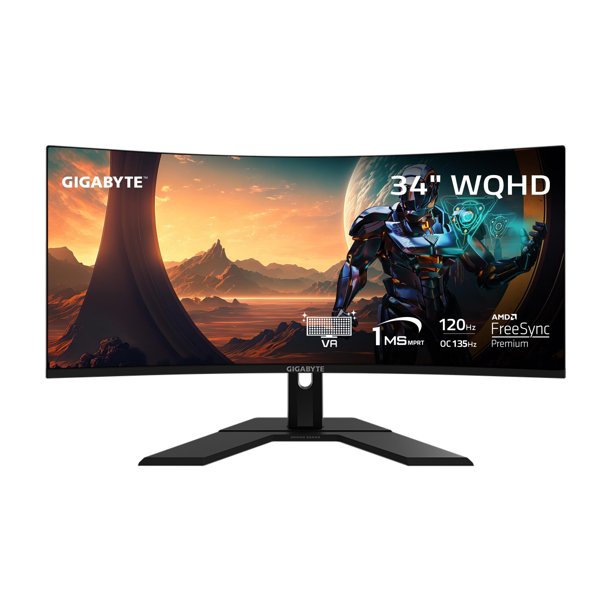 Gigabyte Gs34Wqc   34'' Va Curved Gaming Monitor   Wqhd 3440X1440 120Hz/Oc 135Hz   1Ms Mprt   Amd Freesync Premium   Hdmi, Dp  