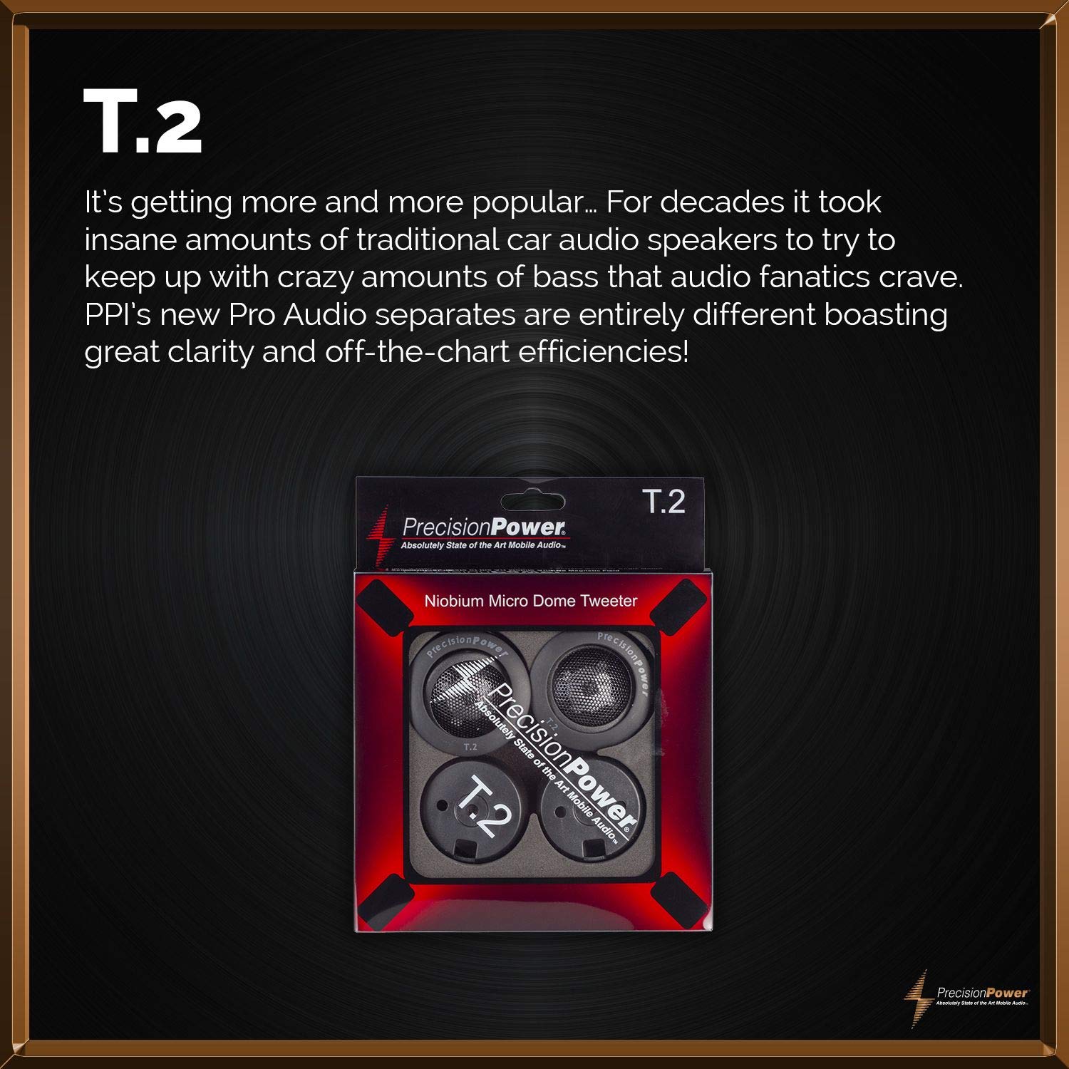Precision Power: Pro Audio T.2 Niobium Micro Dome 1 Inch Tweeters 100W 4 Ohm Car Audio/Car Speakers