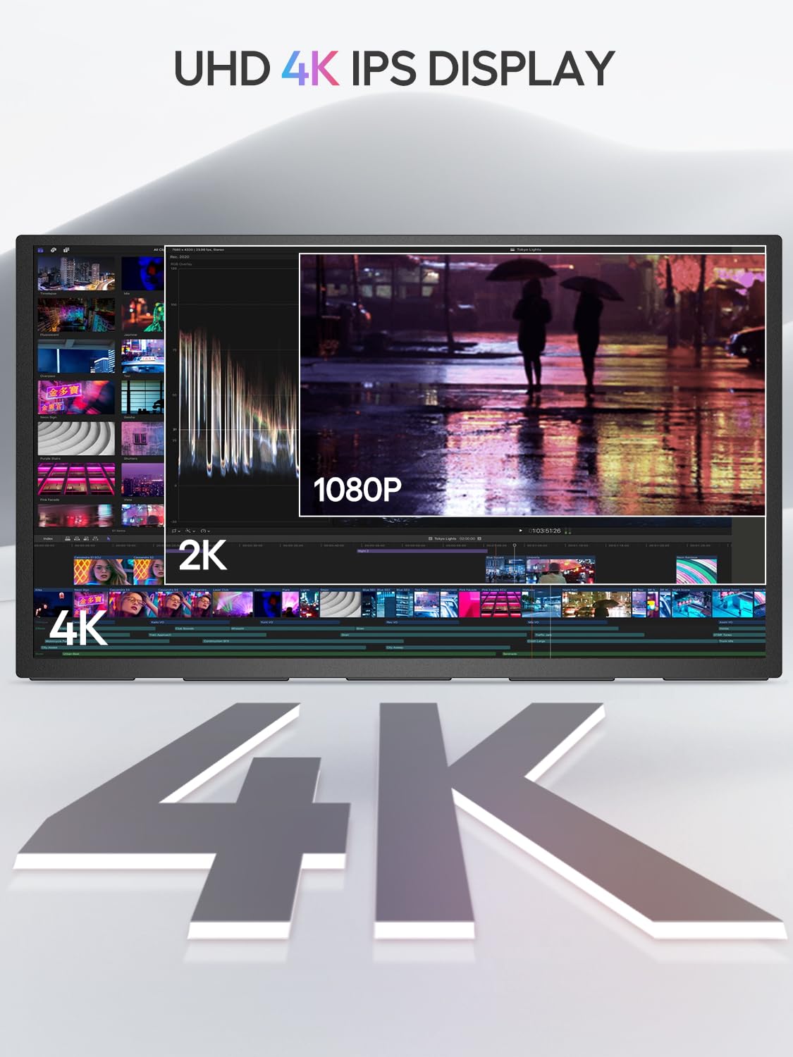 Uperfect Portable Monitor 4K 18.4 Inch 10 Bit W/Vesa & 180 Adjustable Stand, Ultra Slim & Lightweight Uhd Freesync Ips Hdr Gamin