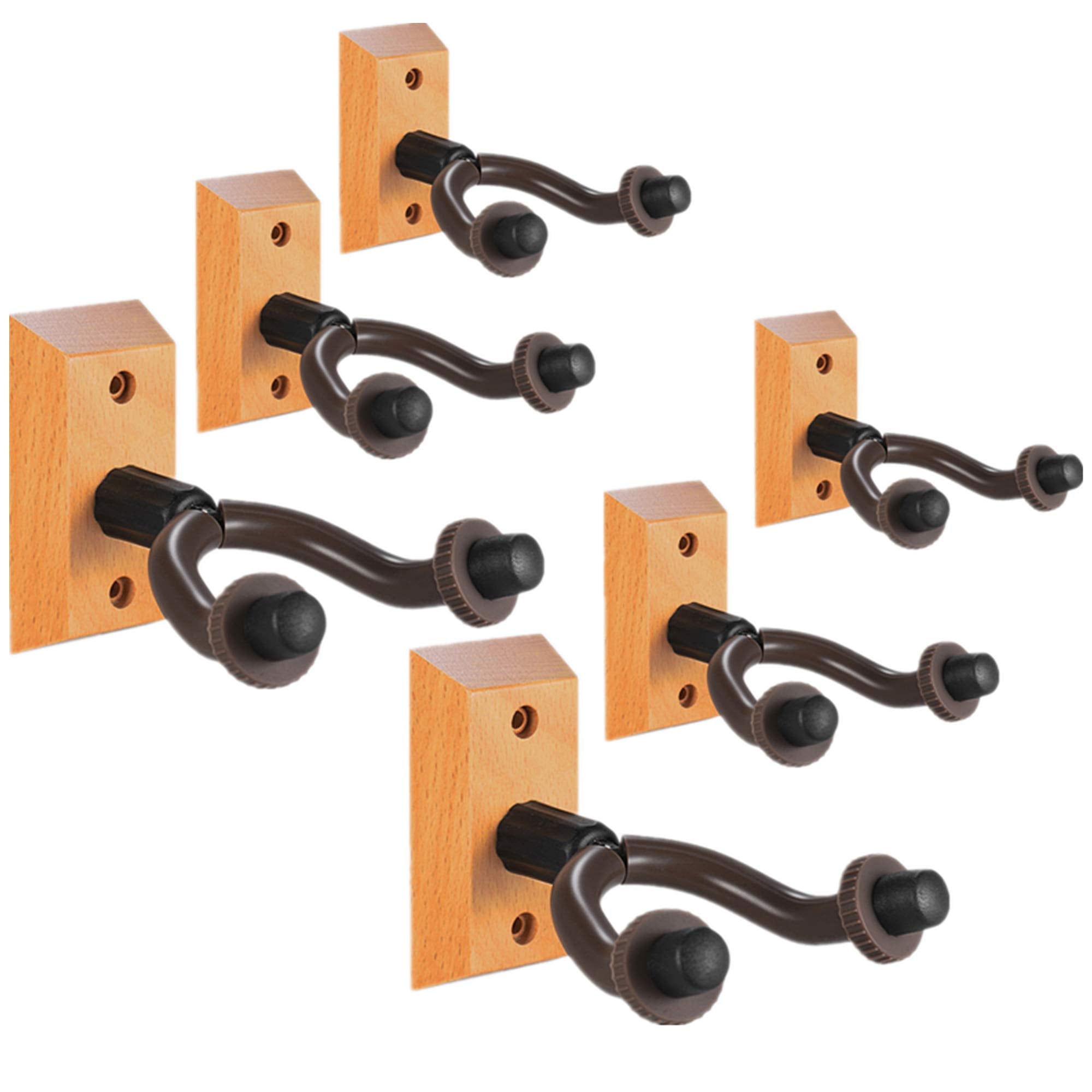 Cc Caihong Guitar Hanger Wall Mount 6 Pack, Hardwood Guitar Wall Hangers Hooks Holder Stand Display With Screws   Easy To Instal
