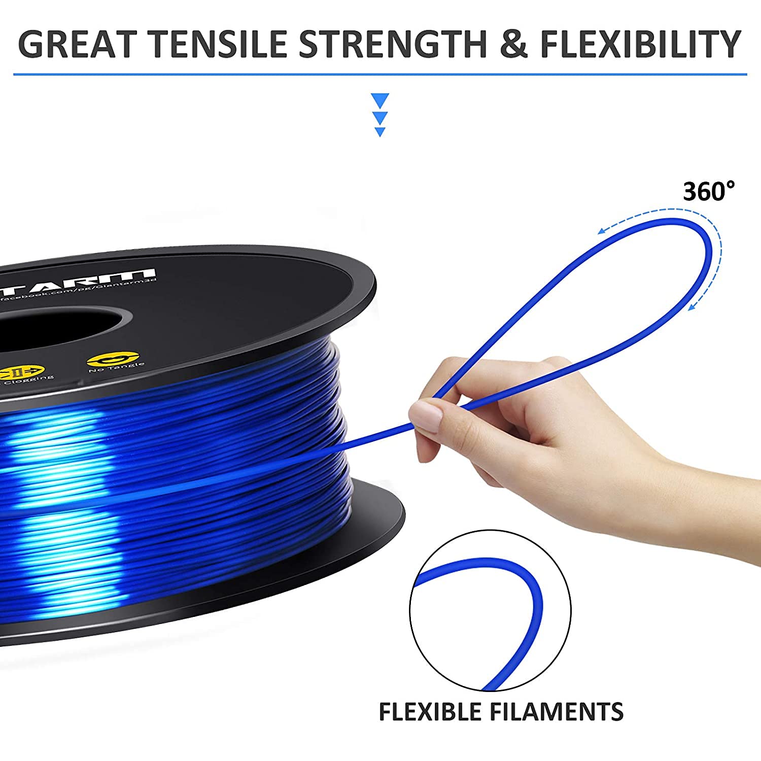 Giantarm 3D Printer Filament, Silk Royal Blue Pla Filament, 1Kg(2.2Lbs) Spool, 1.75Mm Dimension Accuracy +/  0.03Mm, 3D Printing