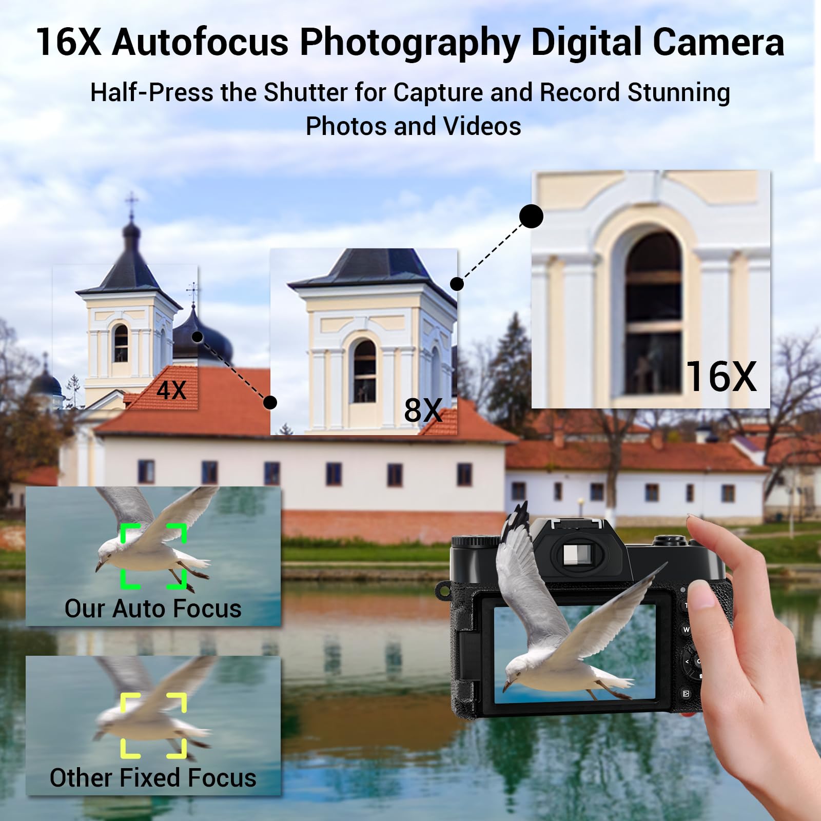 4K Digital Camera For Photography Autofocus 48Mp 16X Digital Zoom With Wifi 3 180 Flip Screen Vlogging Youtube Video Students