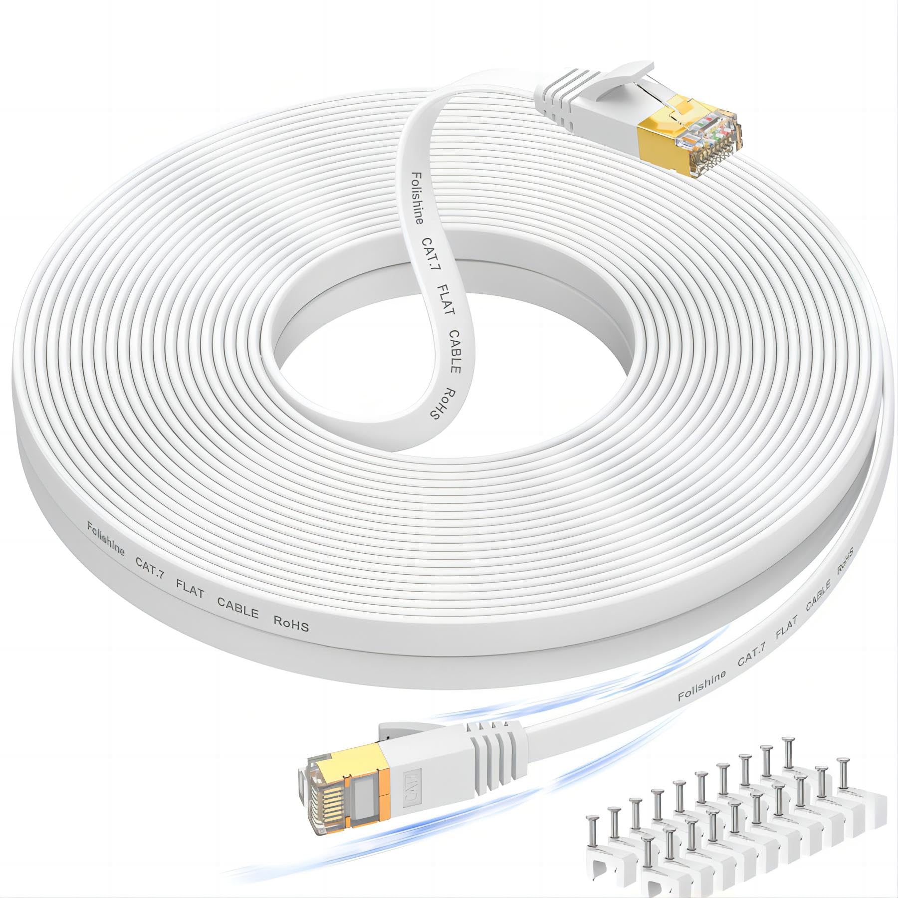 Ethernet Cable 75 Ft, Supports Cat 8/ Cat 7 Standard High Speed Flat Design Long Ethernet Cable, Shielded Rj45 Network Cable For Routers, Ps4, Backward Compatible With Cat 6E/Cat6/Cat 5E/Cat5