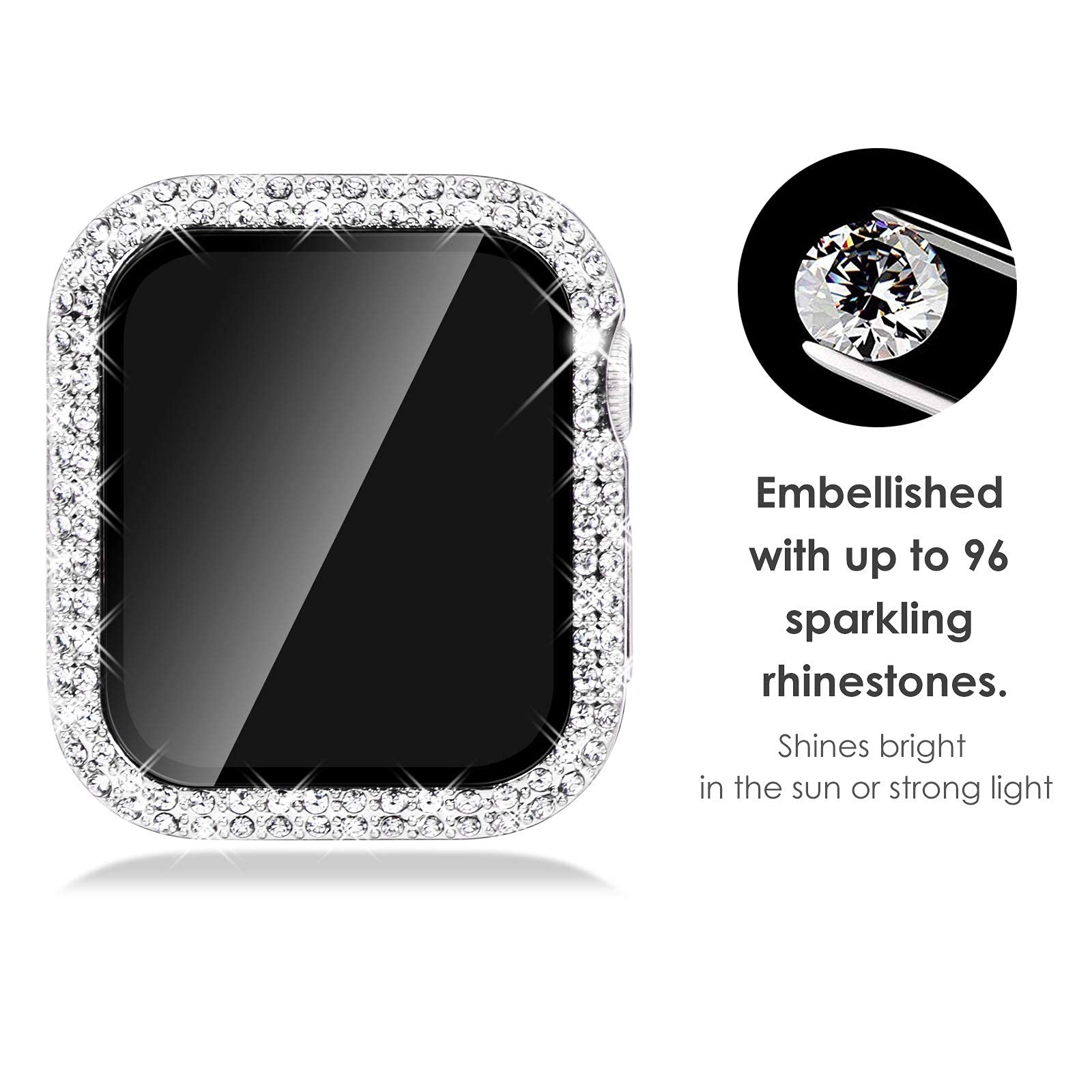 Kades Screen Protector For Apple Watch, Compatible With Series 6/5/Se 2022/Se/4 (40Mm), Built In Tempered Glass, Sparkling Rhine