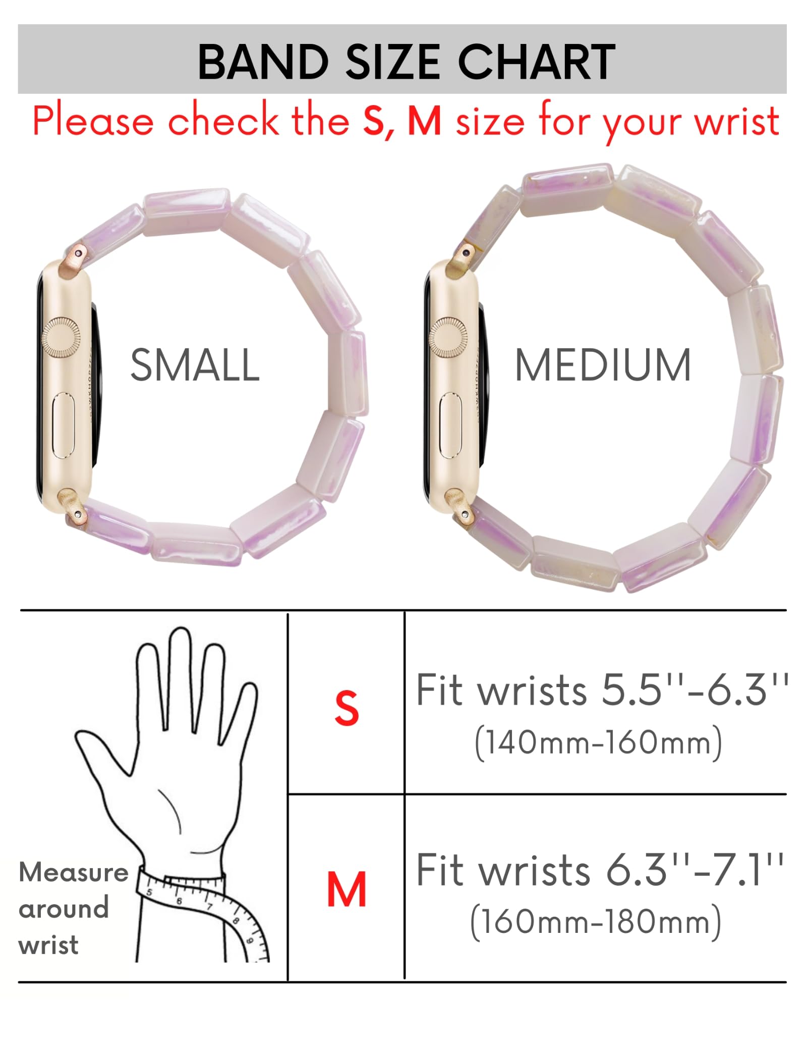 Heesch Compitable With Resin Apple Watch Band For Women Strectchy Pink Watchstrap For Apple Watch 44,45,42,49 Wristband Bracelet