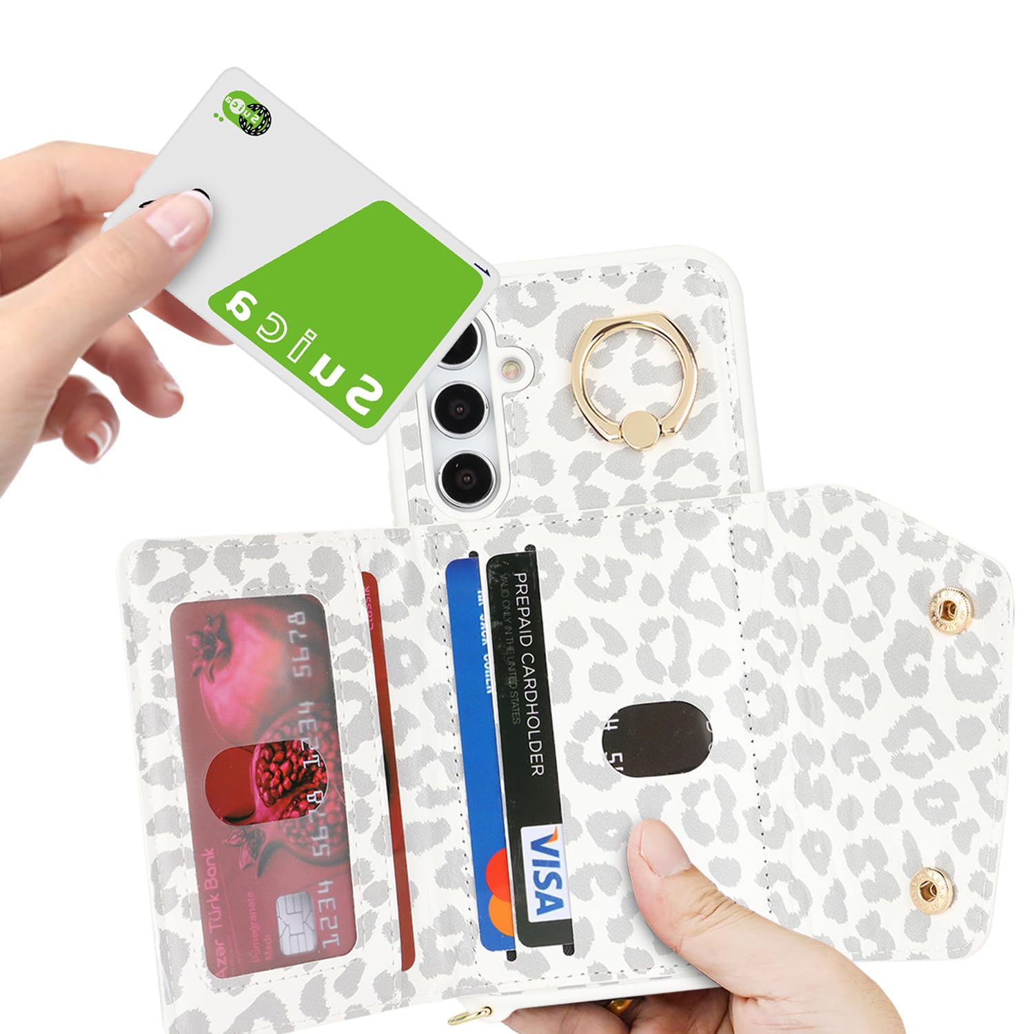 Lipvina For Samsung Galaxy A54 5G Case With Card Holder And Strap - Zipper Pocket,Crossbody Lanyard Strap,Credit Card Holder,Sta