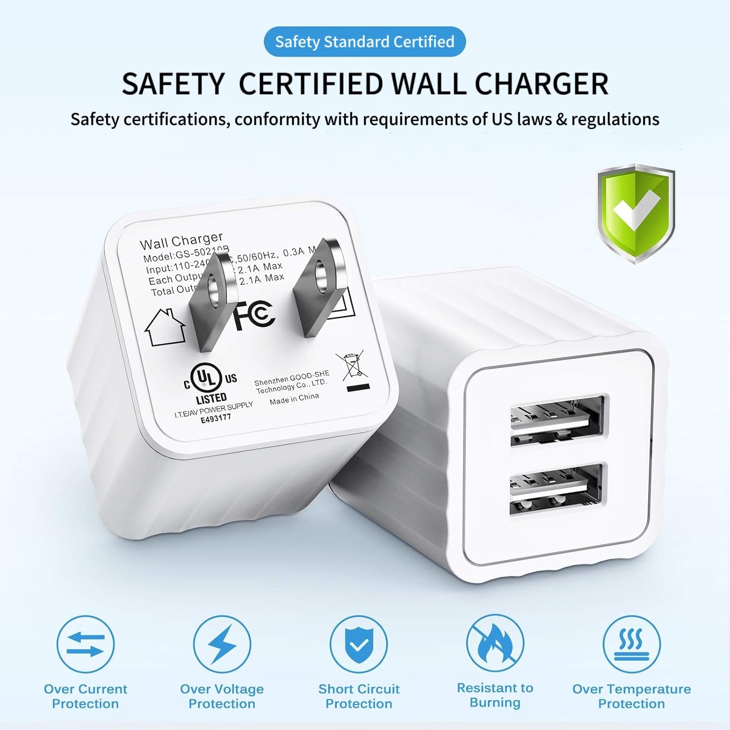 Iphone Charger,[Apple Mfi Certified] Fast Iphone Charger 2Pack 6Ft Lightning Cable Cord Fast Charging Dual 2 Port Plug Usb Wall