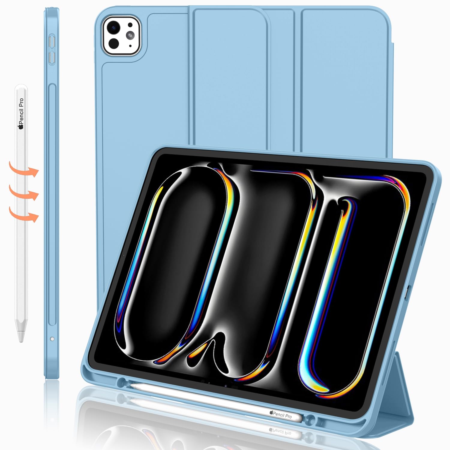 Imieet Ipad Pro 11 Inch Case M4 (2024 5Th Generation) With Pencil Holder, [Support Pencil Pro And Pencil (Usb C)],Trifold Stand