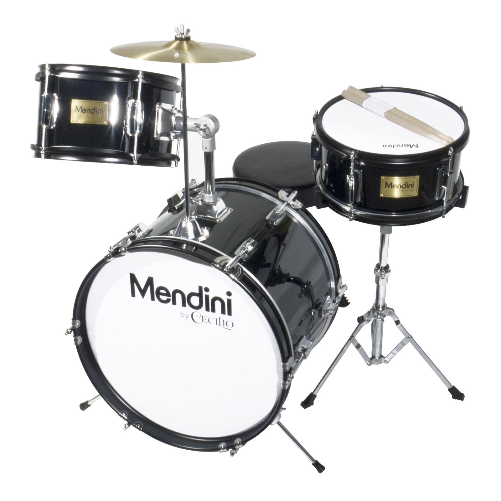 Mendini By Cecilio Drum Set   3 Piece Kids Drum Set (16''), Includes Bass Drum, Tom, Snare, Drum Throne   Musical Instruments Fo