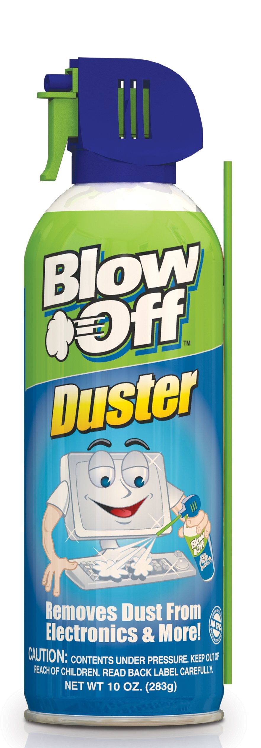 Blow Off Air Duster Can with Nozzle, 10 oz., Blue/Green  9962