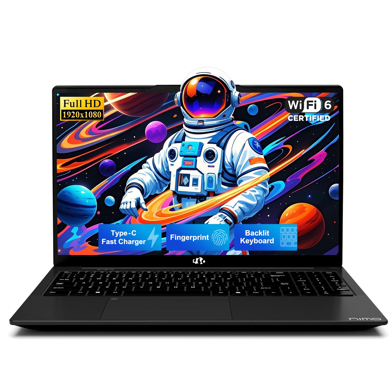 NIMO 15.6 IPS FHD-Student-Laptop, 8GB RAM 1TB SSD Intel N150(Beat i3-10110U, Up to 3.6GHz) Computer with 65W Type-C, Fingerprint