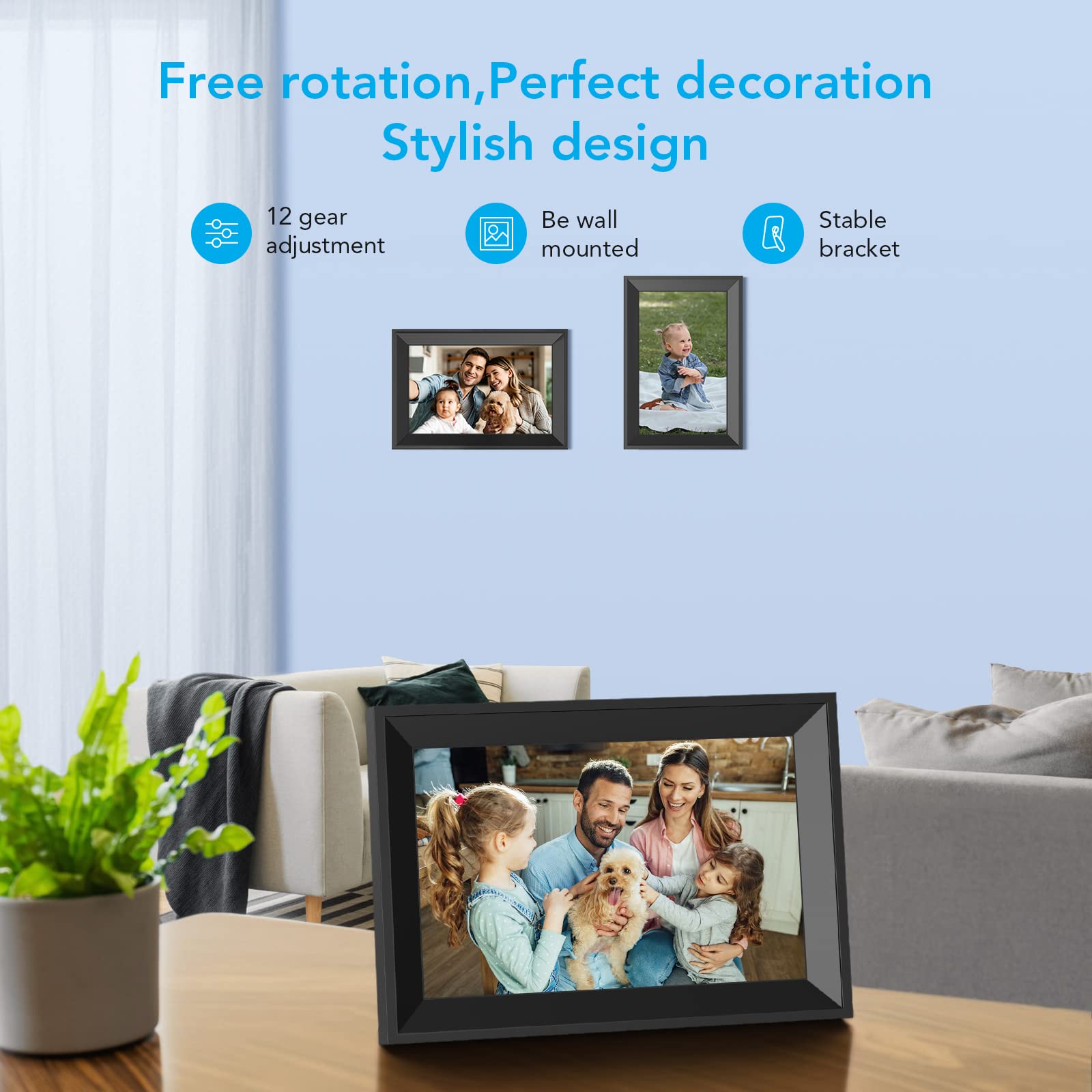 Frameo Digital Picture Frame 10.1 Euker Wifi Digital Photo Frames Ips Touch Screen, 16Gb Storage, Share Photos/Videos Instantly And Remotely Via Free Frameo, Great Gifts For Friends And Family