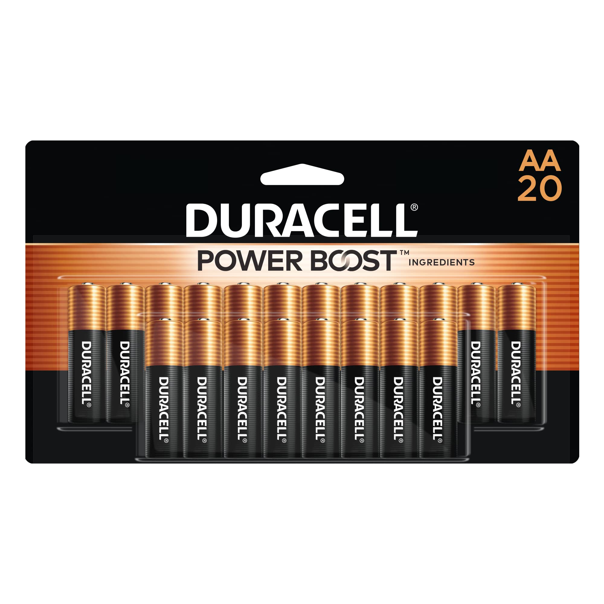 Duracell Coppertop AA Batteries with Power Boost Ingredients, 20 Count Pack Double A Battery with Long-lasting Power, Alkaline A