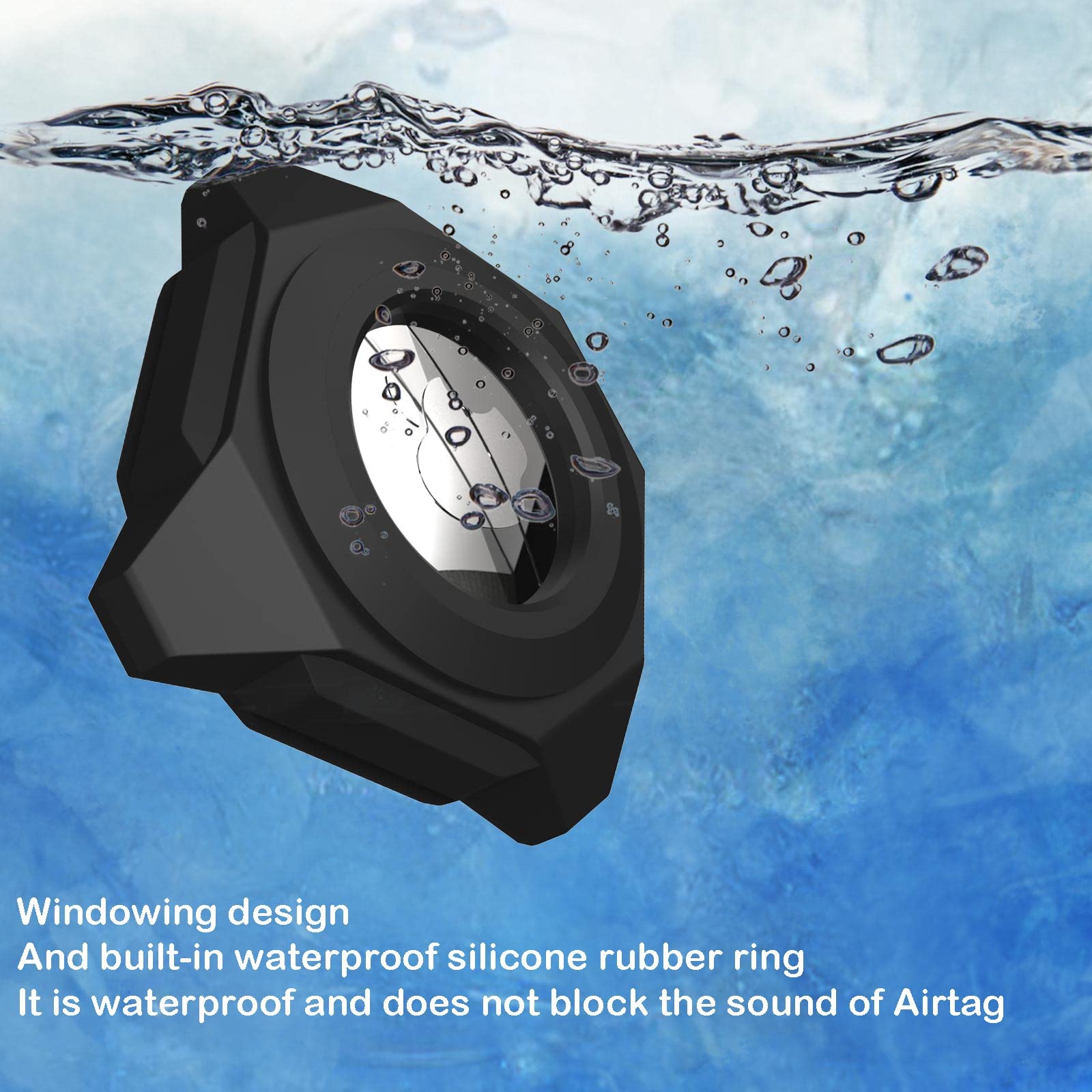 LouisKoo AirTag Holder Waterproof Stick-on Mount Hidden Protective for Apple AirTag ABS Black 4-Pack