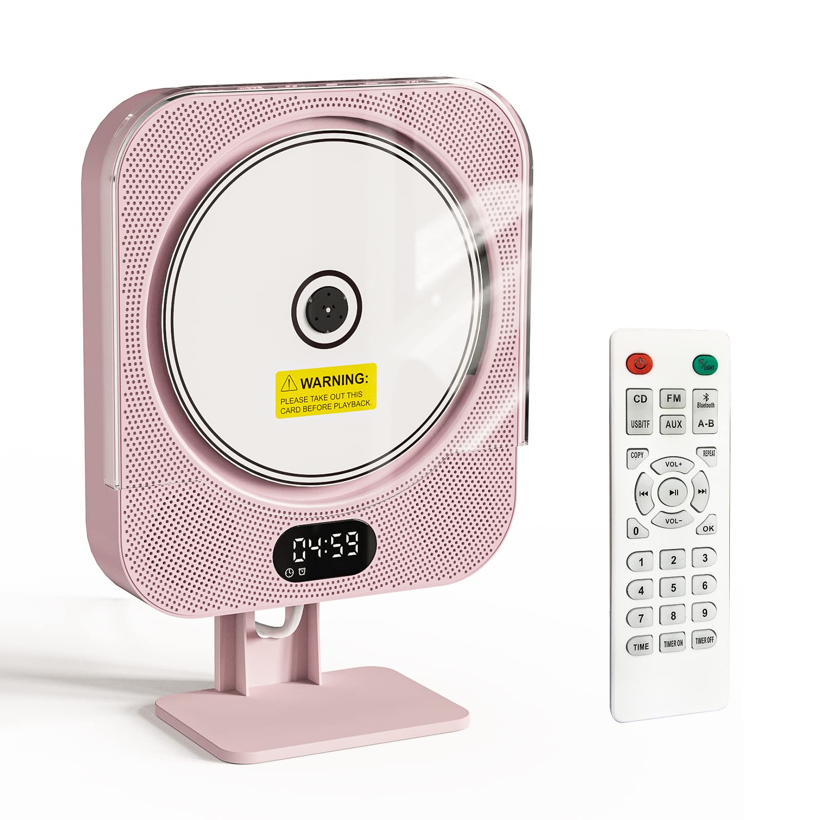 Kpop Pink Cd Player Desktop/Wall,Wired Vertical Cute Cd Players For Home, Bluetooth Speakers/Fm Radio With Ir Remote Control,Cd