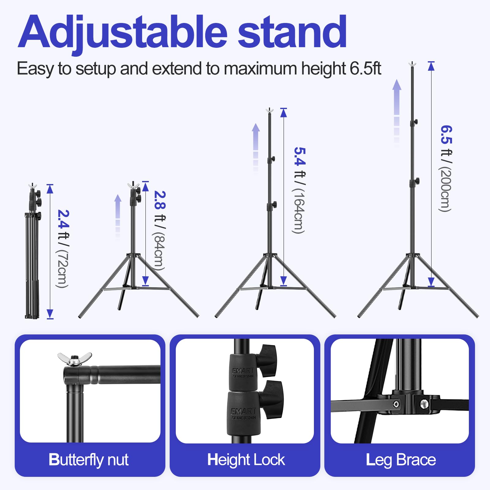 Emart 6.5X10Ft Backdrop Stand, Photo Video Studio Adjustable Heavy Duty Background Support System Kit For Photography Parties We