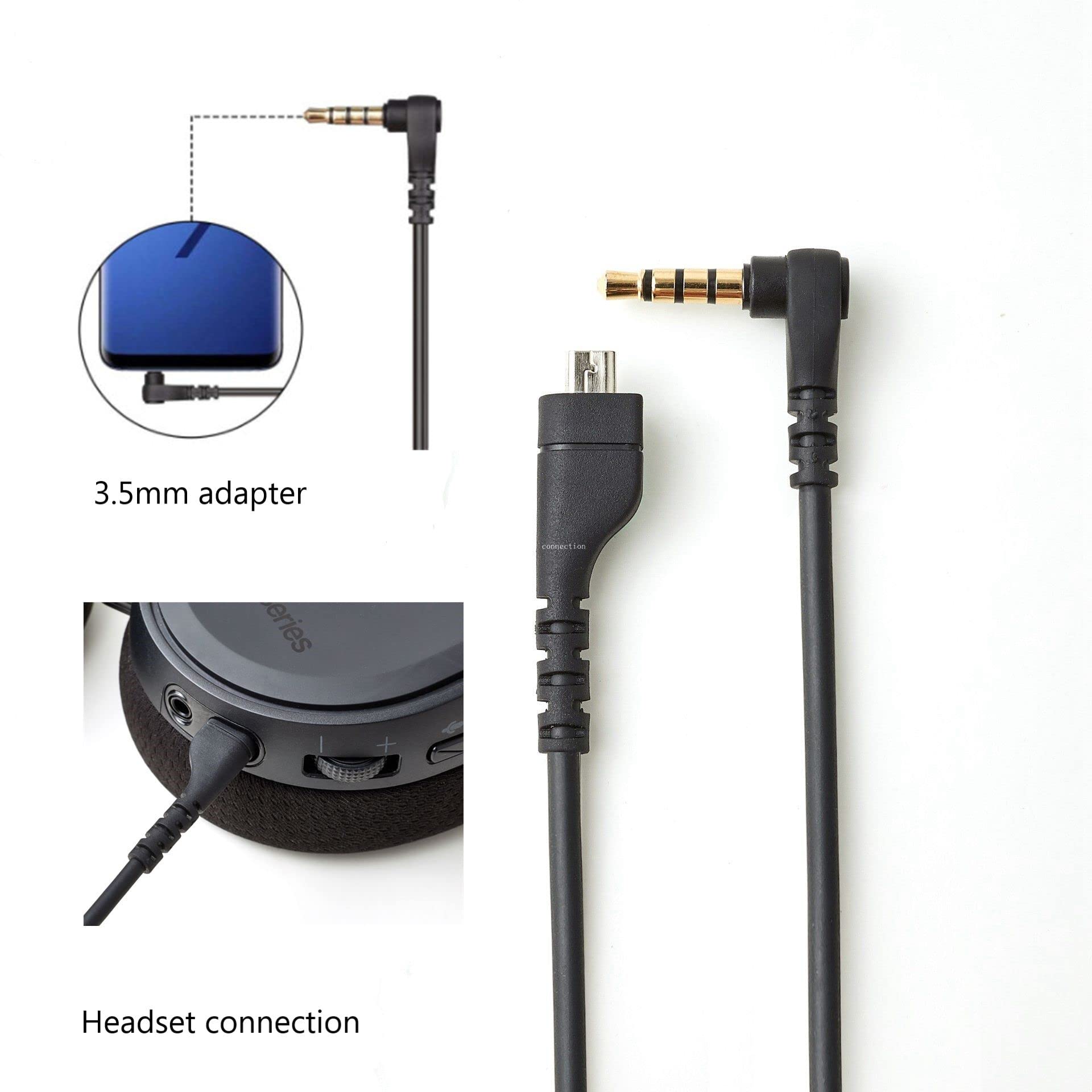 Earla Tec Replacement Audio Cable Cord, Compatible For Steelseries Arctis 3 /Arctis 5/ Arctis 7 /Arctis Pro Gaming Headphones (A